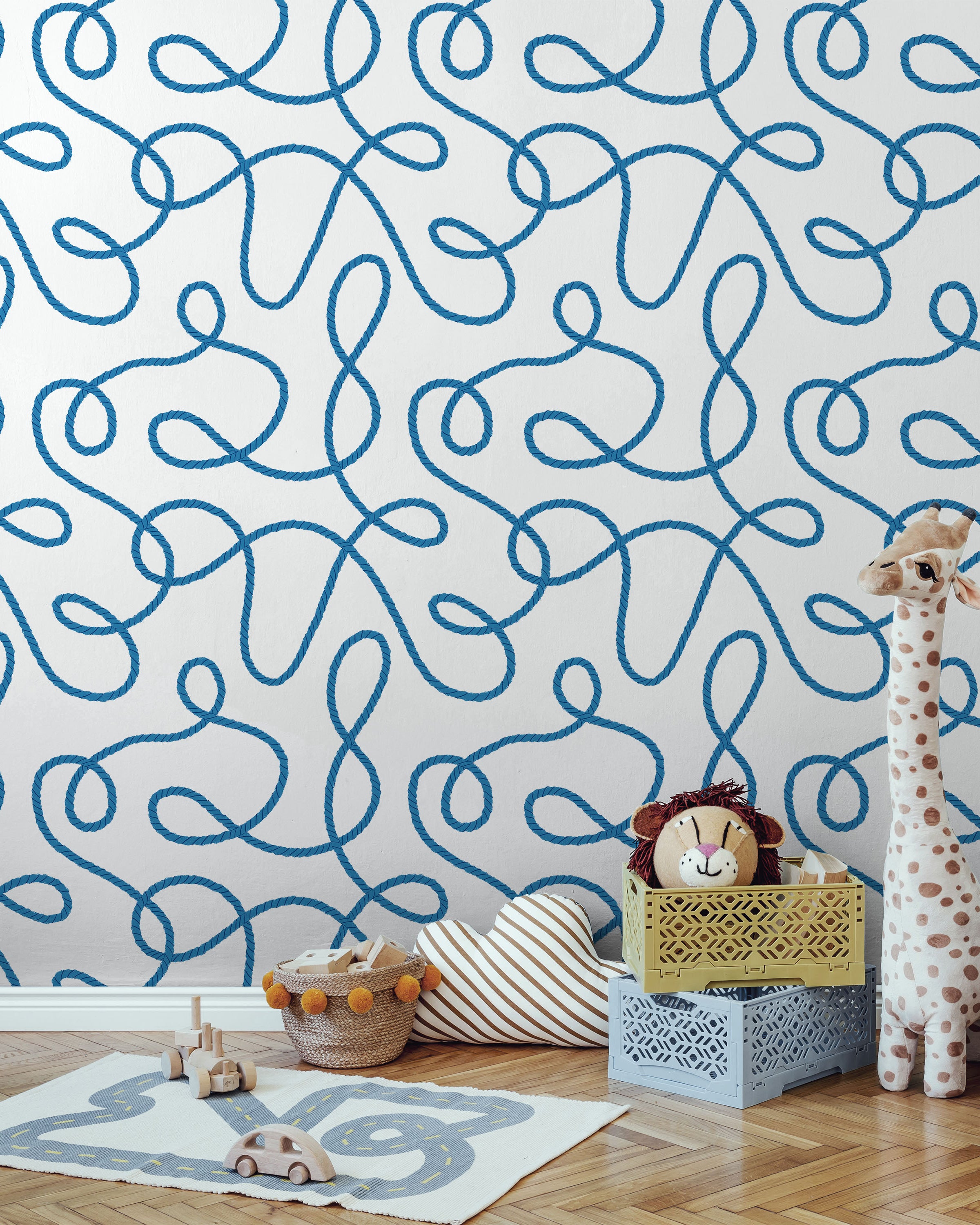 Twist and Tangle Peel and Stick Wallpaper, Removable Wallpaper, Traditional Wallpaper - Ocean Blue | DeccoPrint