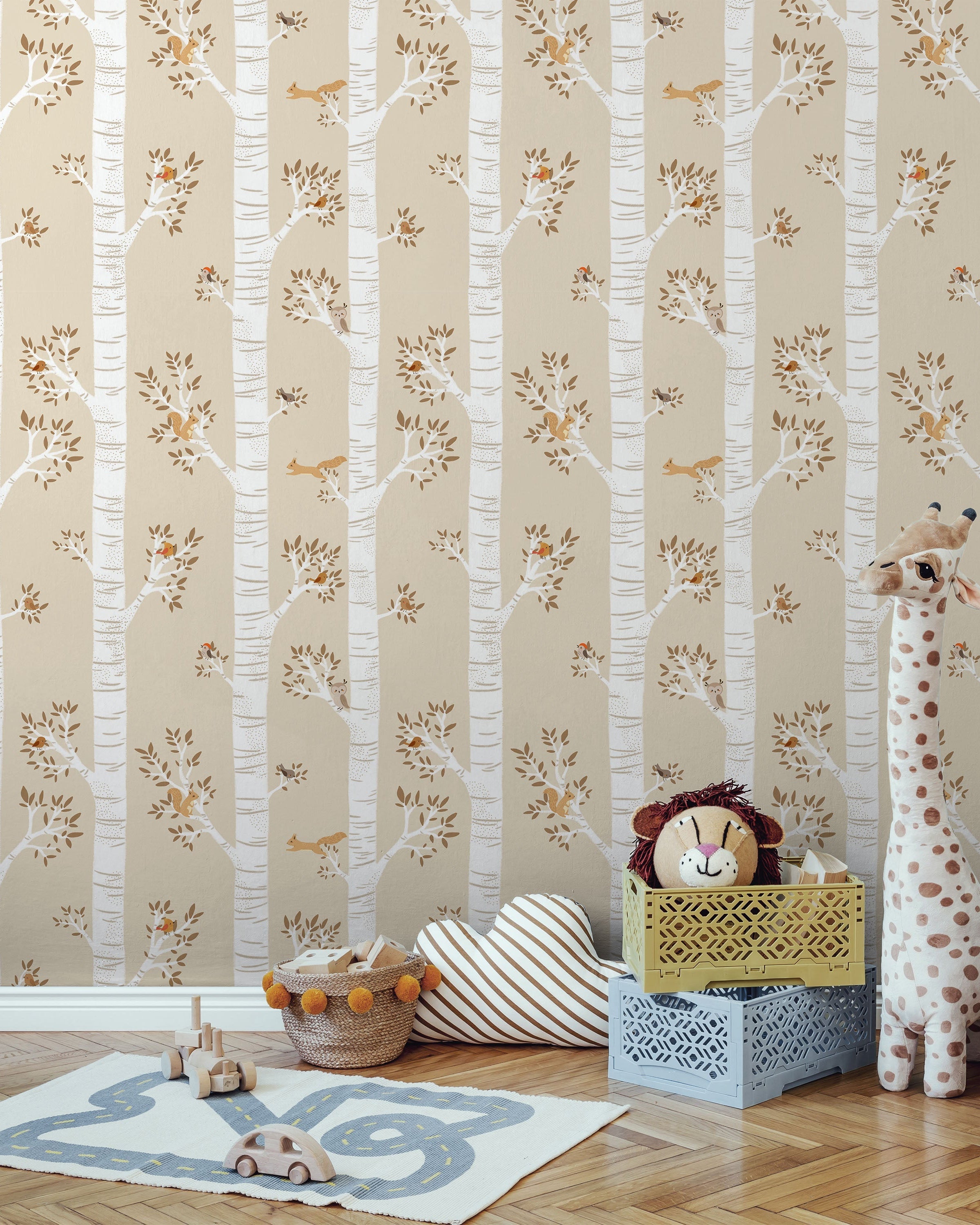 Treetop Tales Peel and Stick Wallpaper, Removable Wallpaper, Traditional Wallpaper - Cream Beige | DeccoPrint