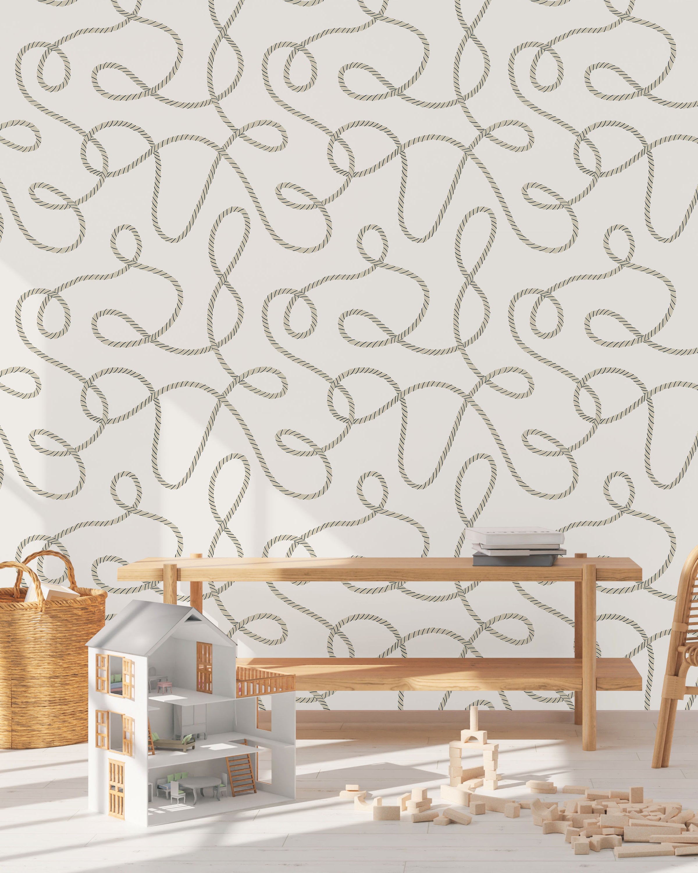 Twist and Tangle Peel and Stick Wallpaper, Removable Wallpaper, Traditional Wallpaper - Light Beige | DeccoPrint