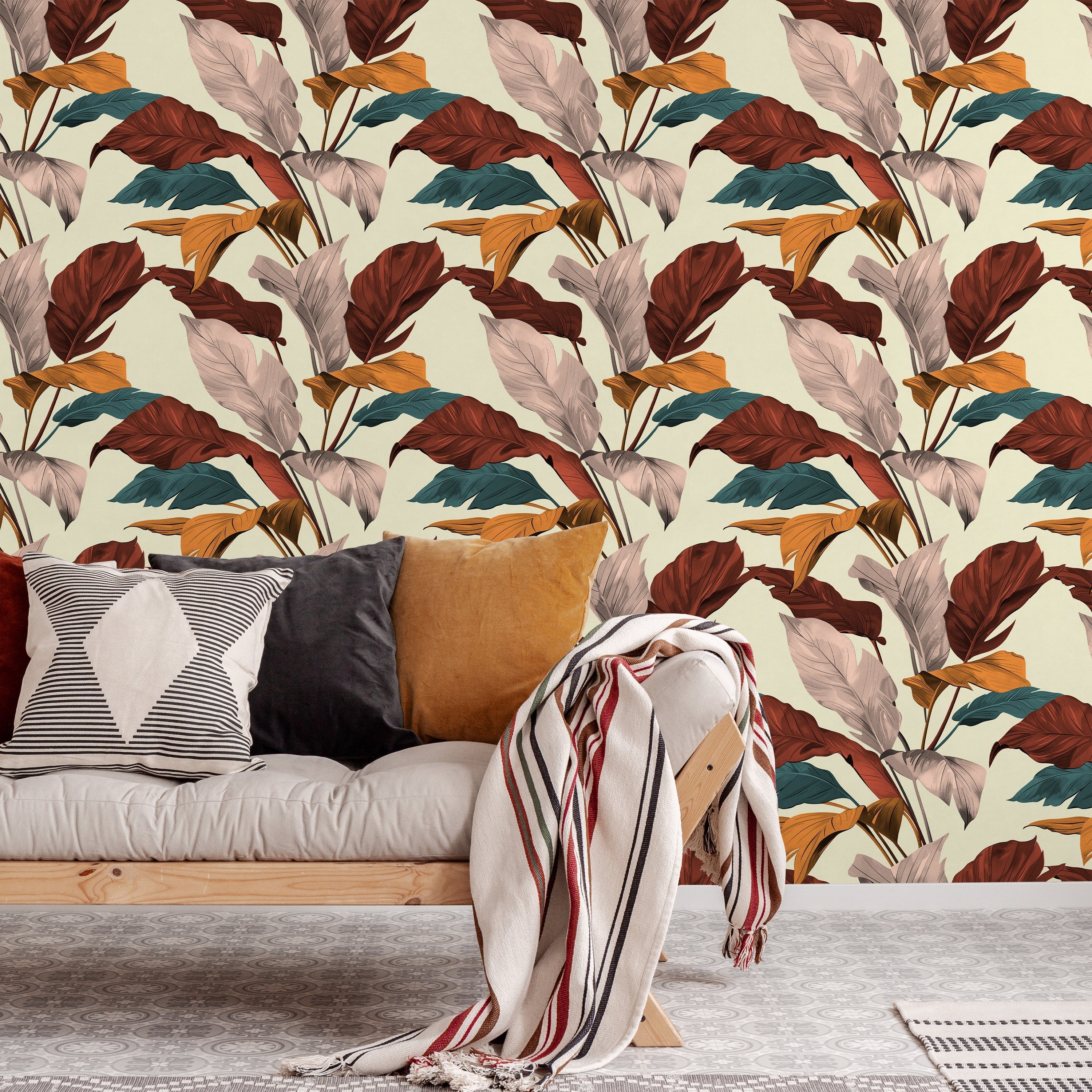 Tropical Elegance Peel and Stick Wallpaper, Removable Wallpaper, Traditional Wallpaper - Pale | DeccoPrint