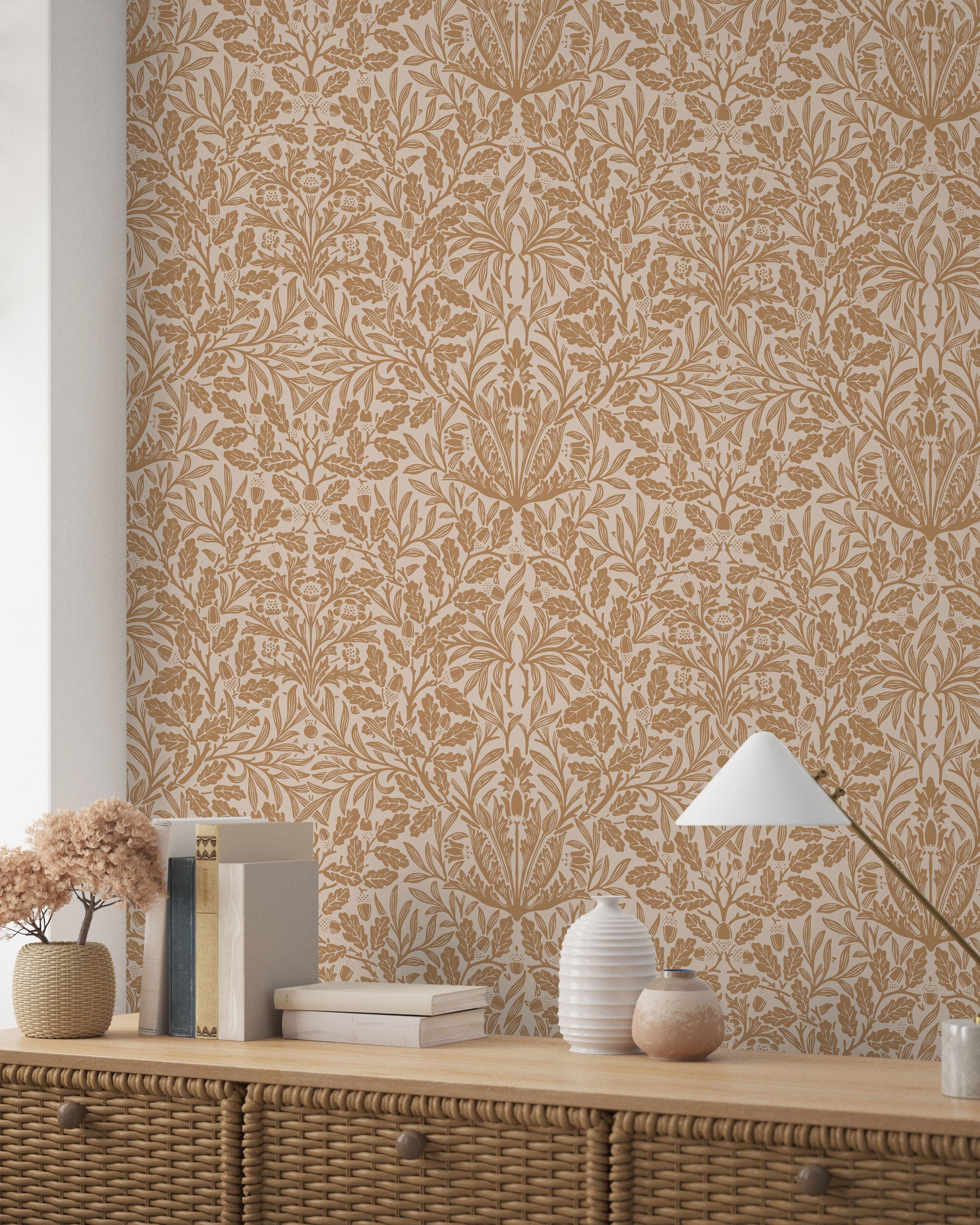 William Morris X Acorn Peel and Stick Wallpaper, Removable Wallpaper, Traditional Wallpaper - Brown | DeccoPrint