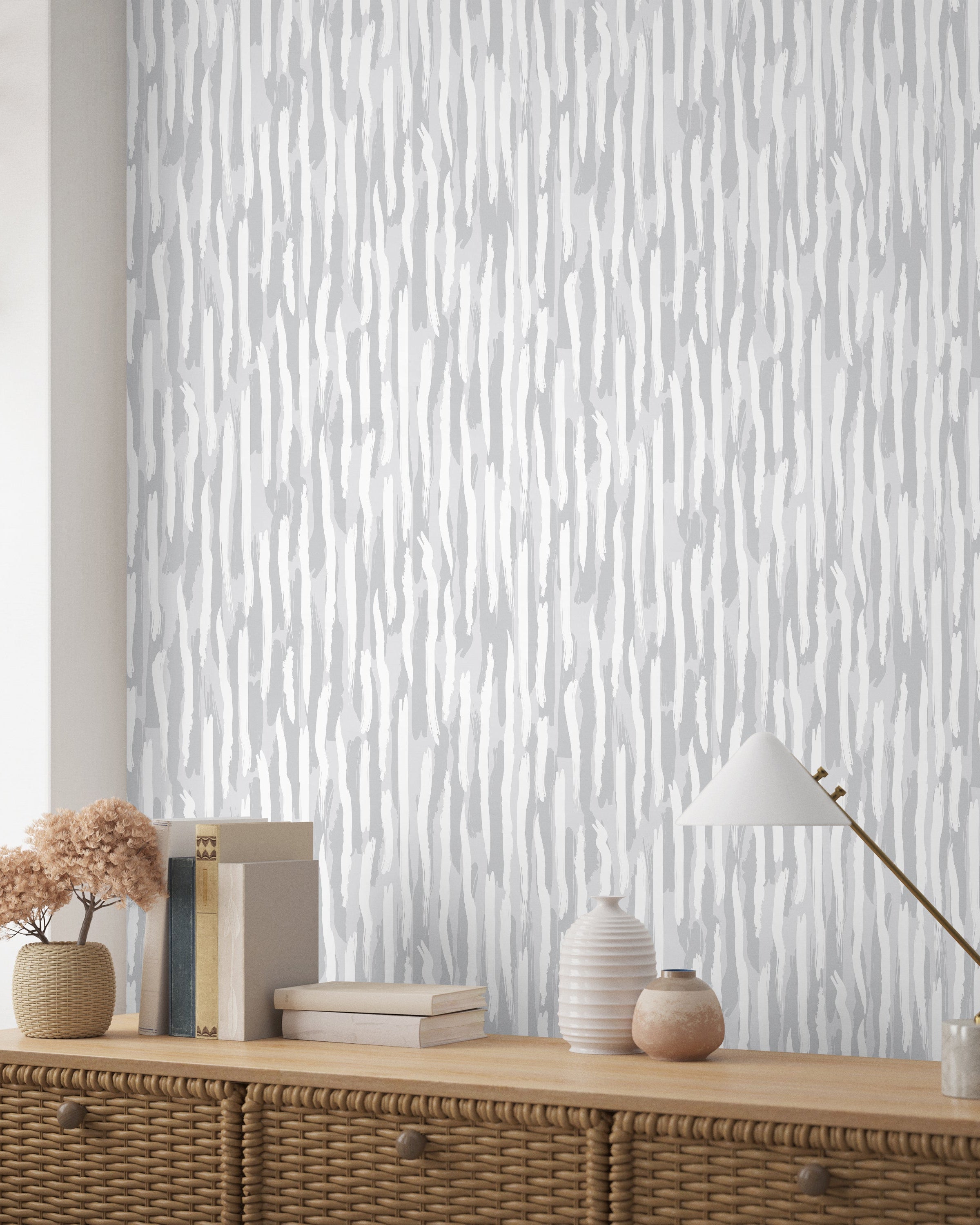Brush Palette Peel and Stick Wallpaper, Removable Wallpaper, Traditional Wallpaper - Gray | DeccoPrint