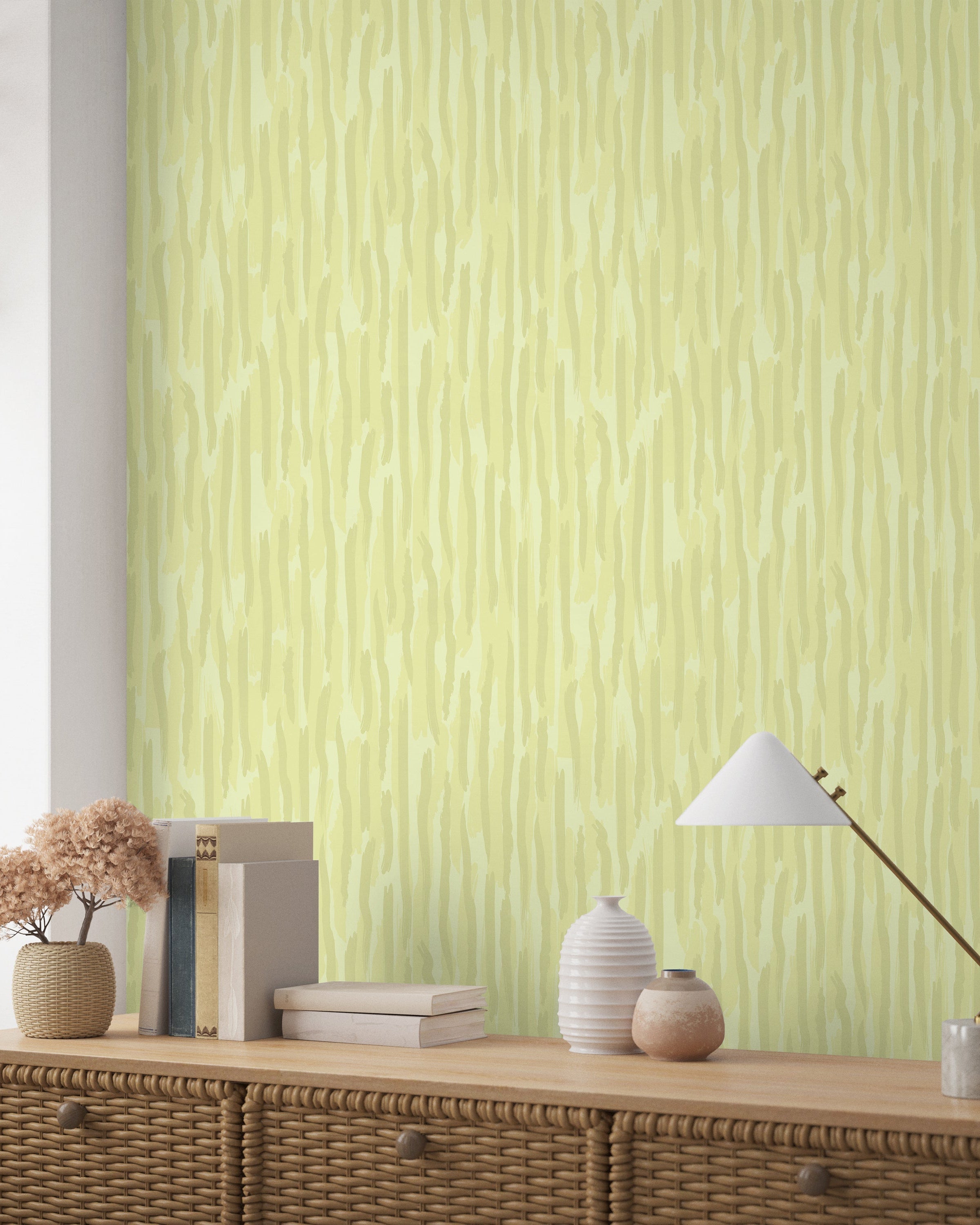 Brush Palette Peel and Stick Wallpaper, Removable Wallpaper, Traditional Wallpaper - Yellow | DeccoPrint
