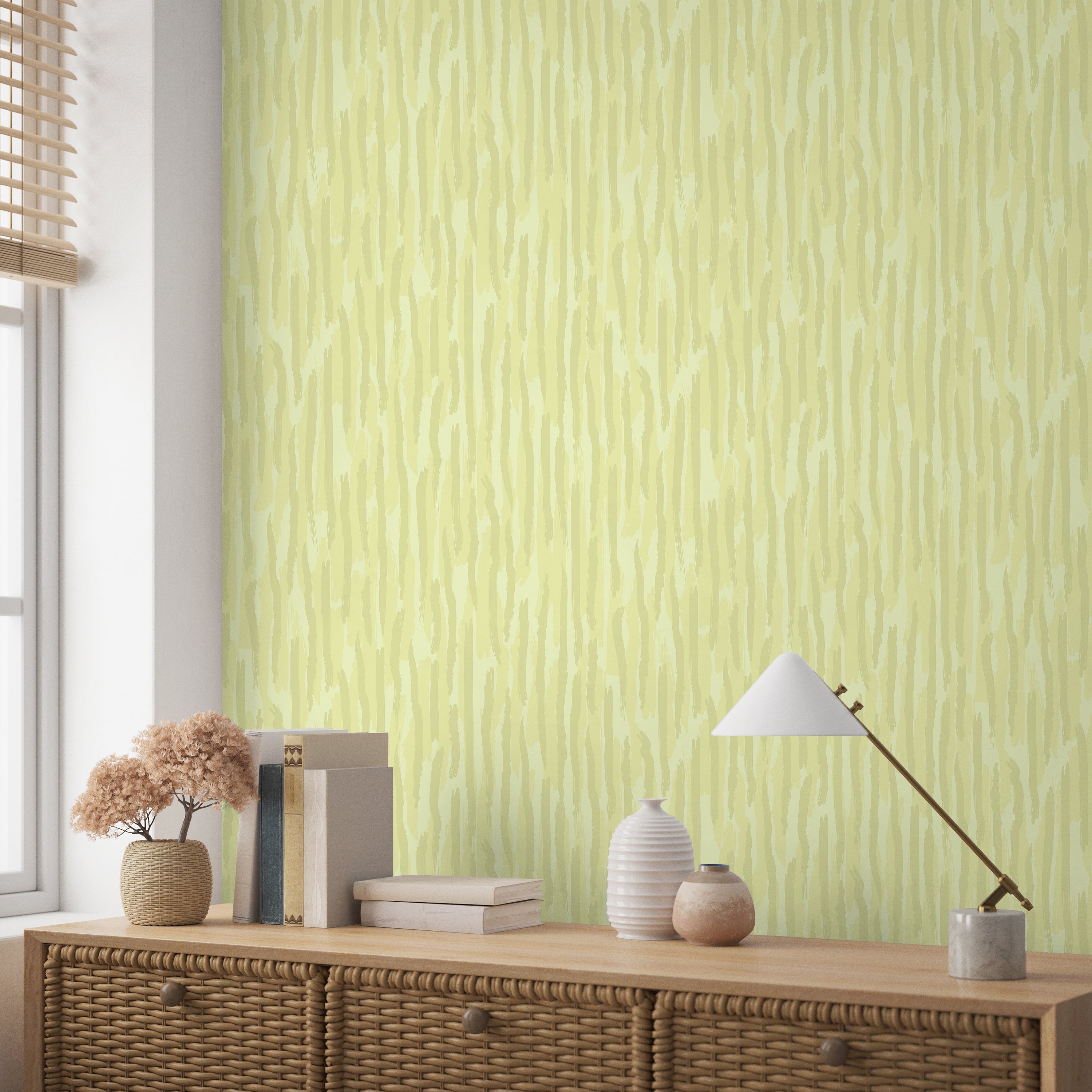 Brush Palette Peel and Stick Wallpaper, Removable Wallpaper, Traditional Wallpaper - Yellow | DeccoPrint