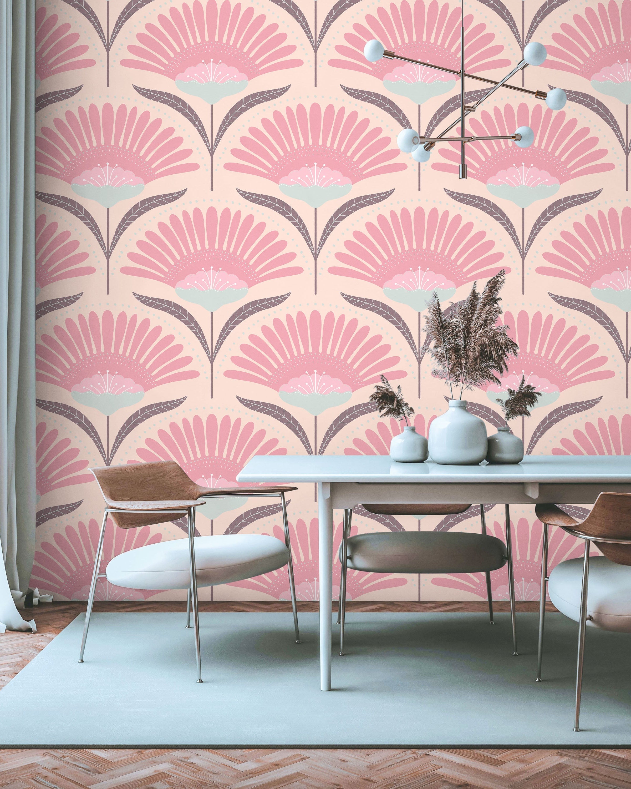 Bohemian Blossom Peel and Stick Wallpaper, Removable Wallpaper, Traditional Wallpaper - Pink | DeccoPrint