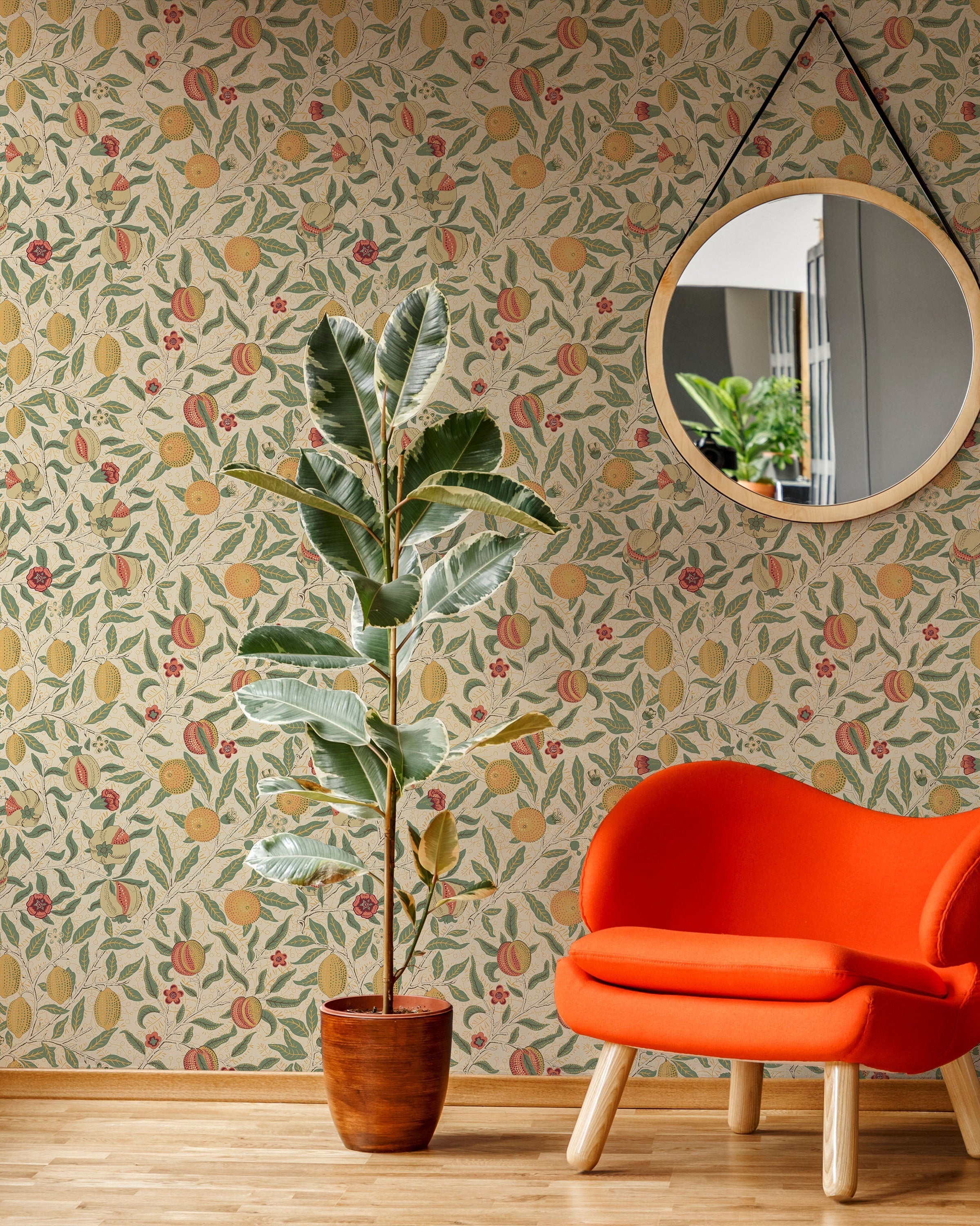 William Morris X Citrus Groove Peel and Stick Wallpaper, Removable Wallpaper, Traditional Wallpaper - Beige | DeccoPrint