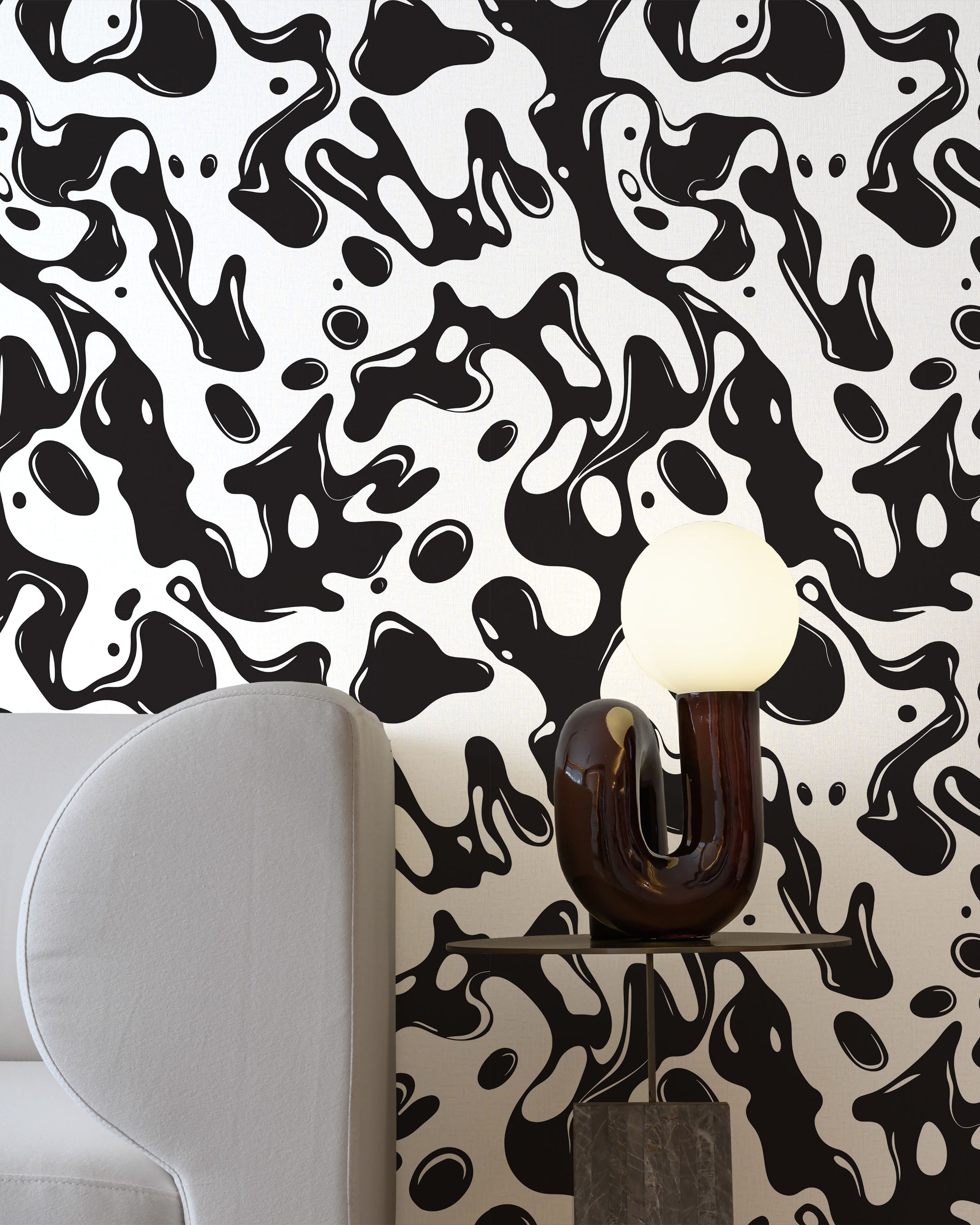 Liquid Splash Peel and Stick Wallpaper, Removable Wallpaper, Traditional Wallpaper - Black | DeccoPrint