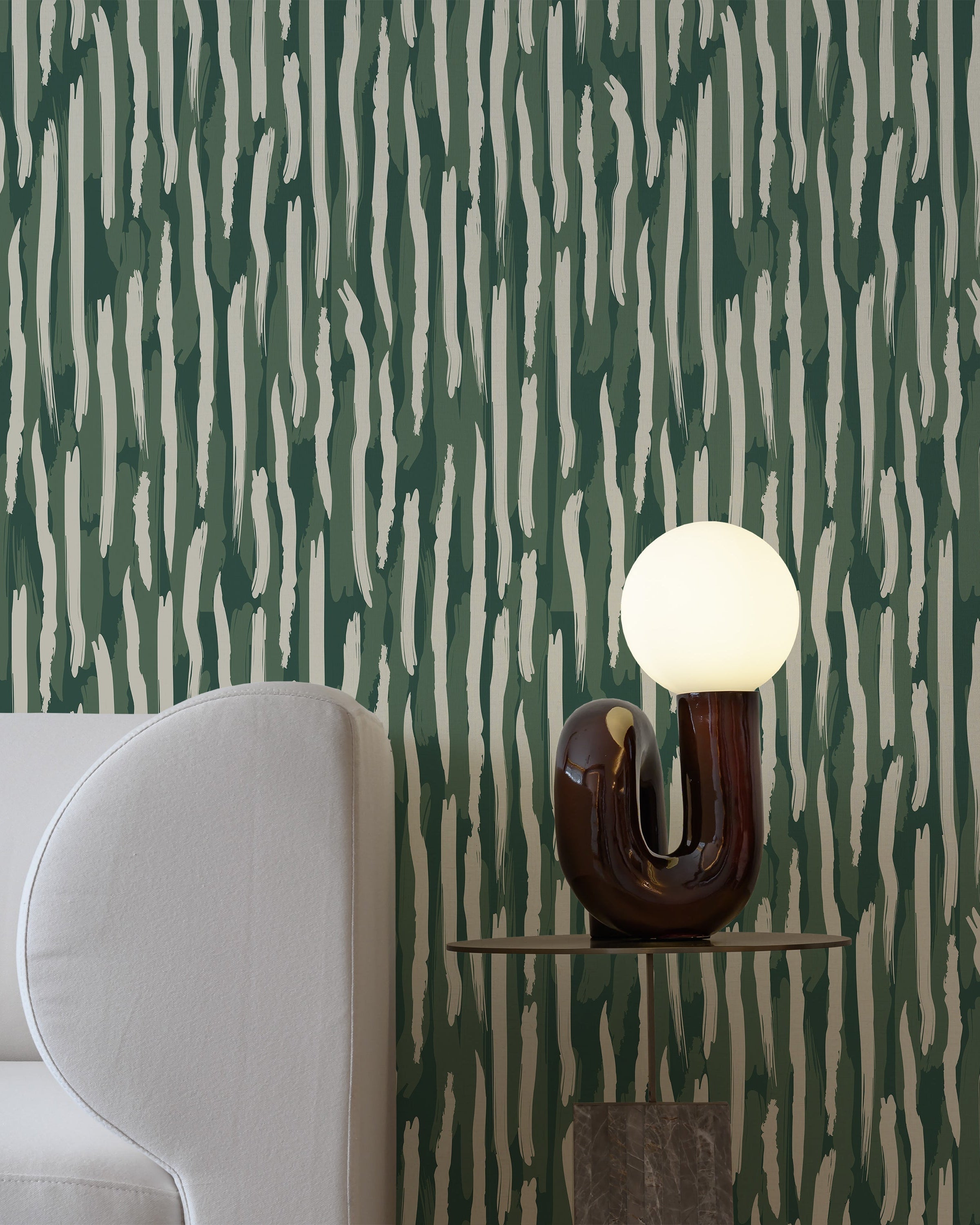 Brush Palette Peel and Stick Wallpaper, Removable Wallpaper, Traditional Wallpaper - Green | DeccoPrint