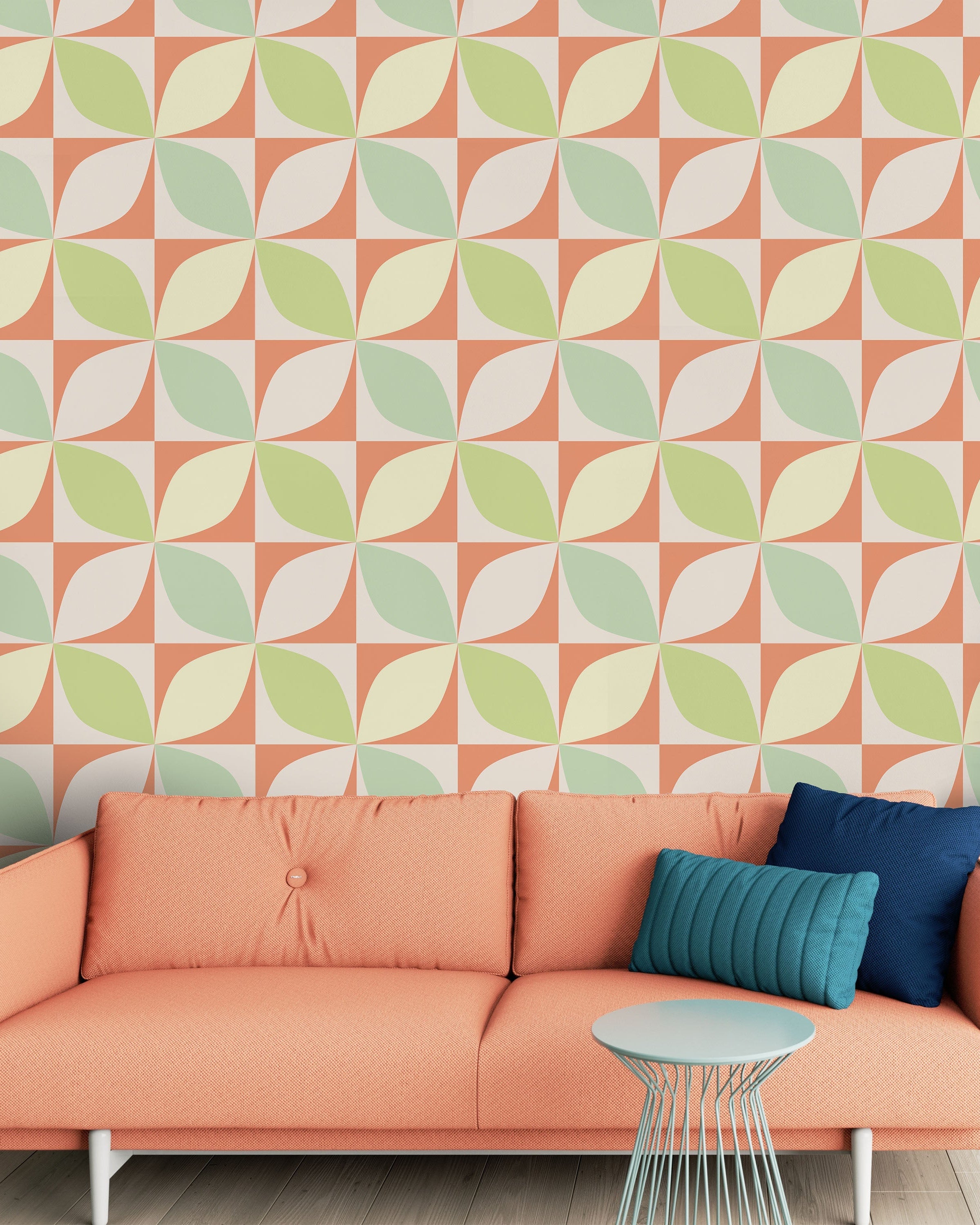 Geometric Bauhaus Peel and Stick Wallpaper, Removable Wallpaper, Traditional Wallpaper - Mint | DeccoPrint