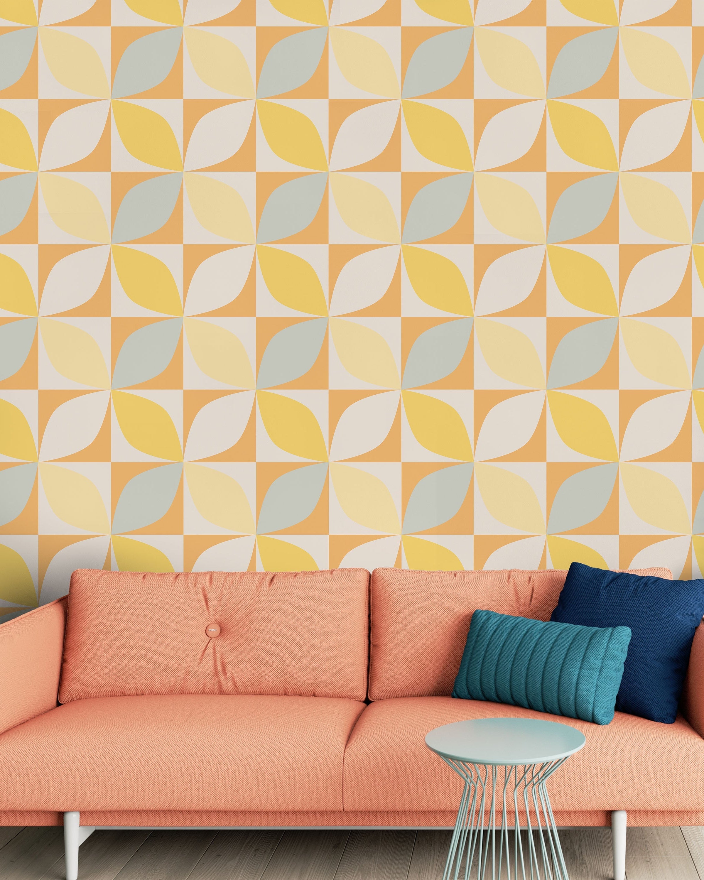 Geometric Bauhaus Peel and Stick Wallpaper, Removable Wallpaper, Traditional Wallpaper - Yellow | DeccoPrint
