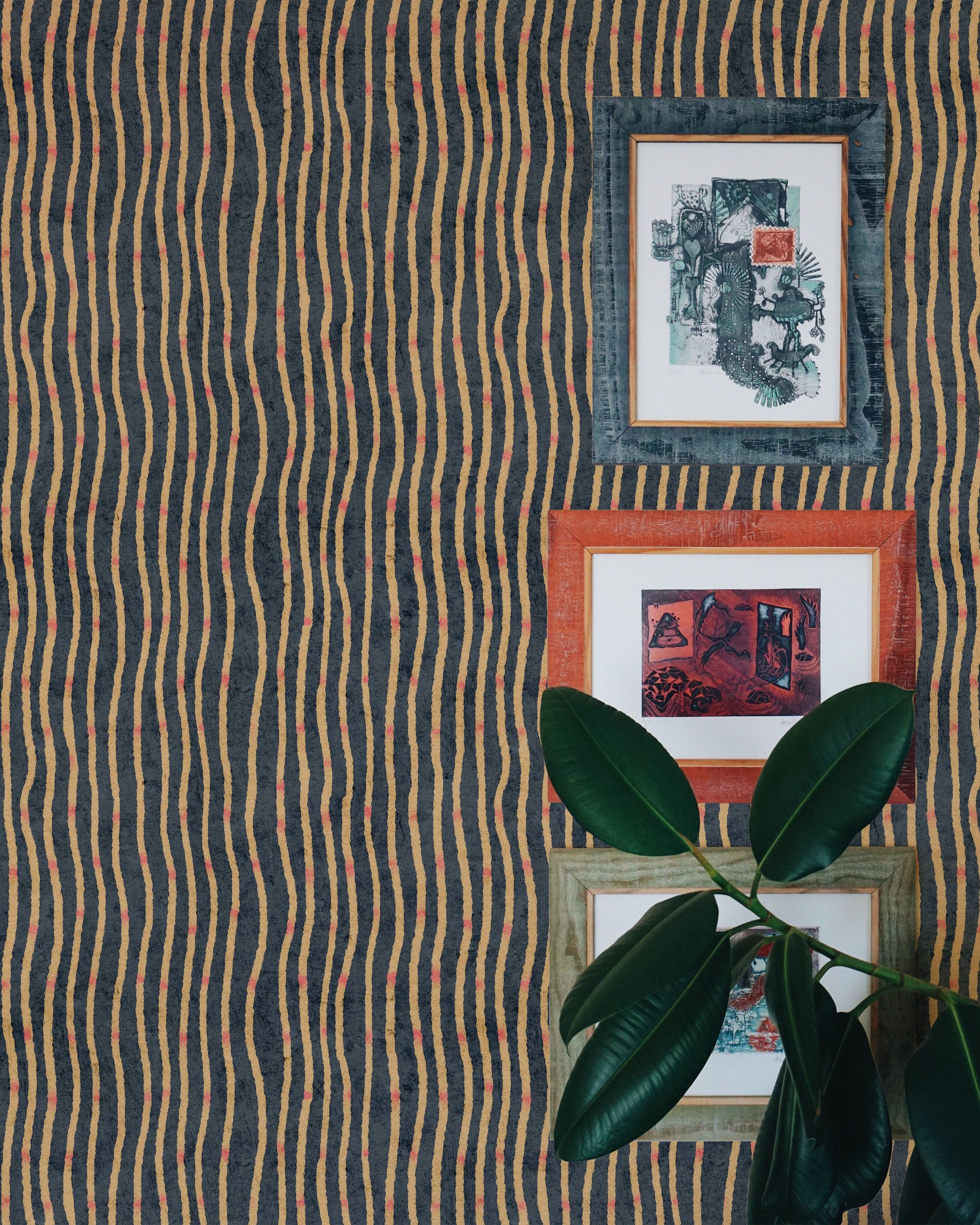 Furuya Korin x Edo Stream Peel and Stick Wallpaper, Removable Wallpaper, Traditional Wallpaper - Midnight Blue | DeccoPrint