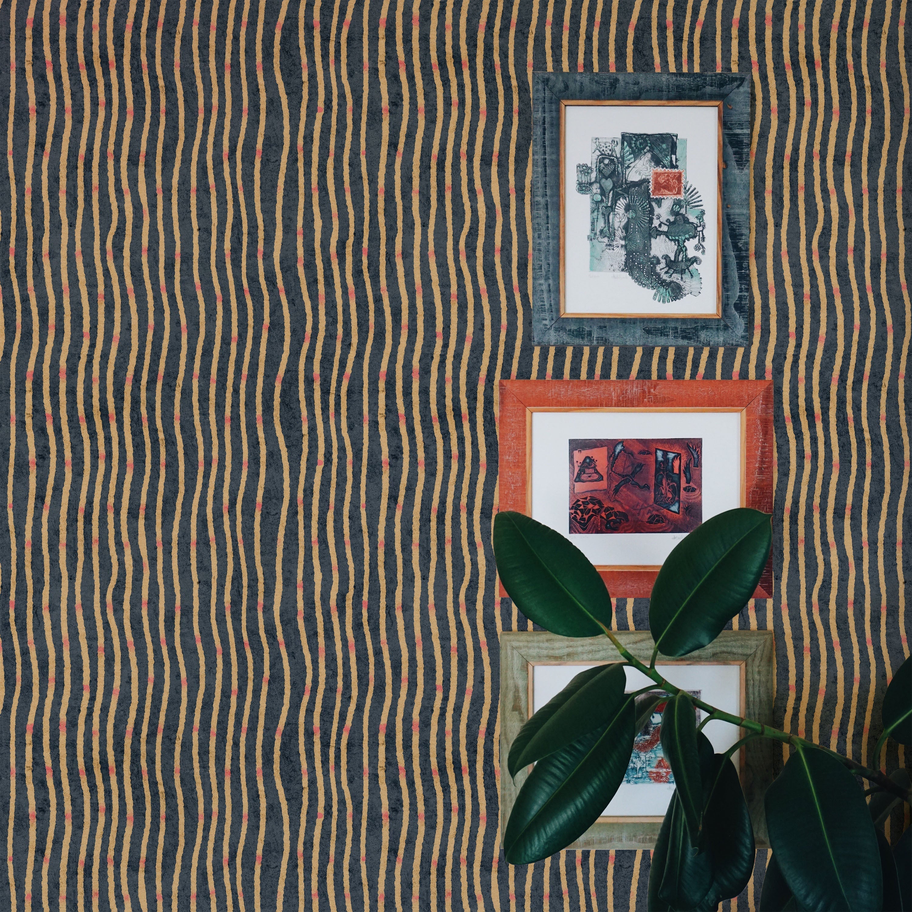 Furuya Korin x Edo Stream Peel and Stick Wallpaper, Removable Wallpaper, Traditional Wallpaper - Midnight Blue | DeccoPrint