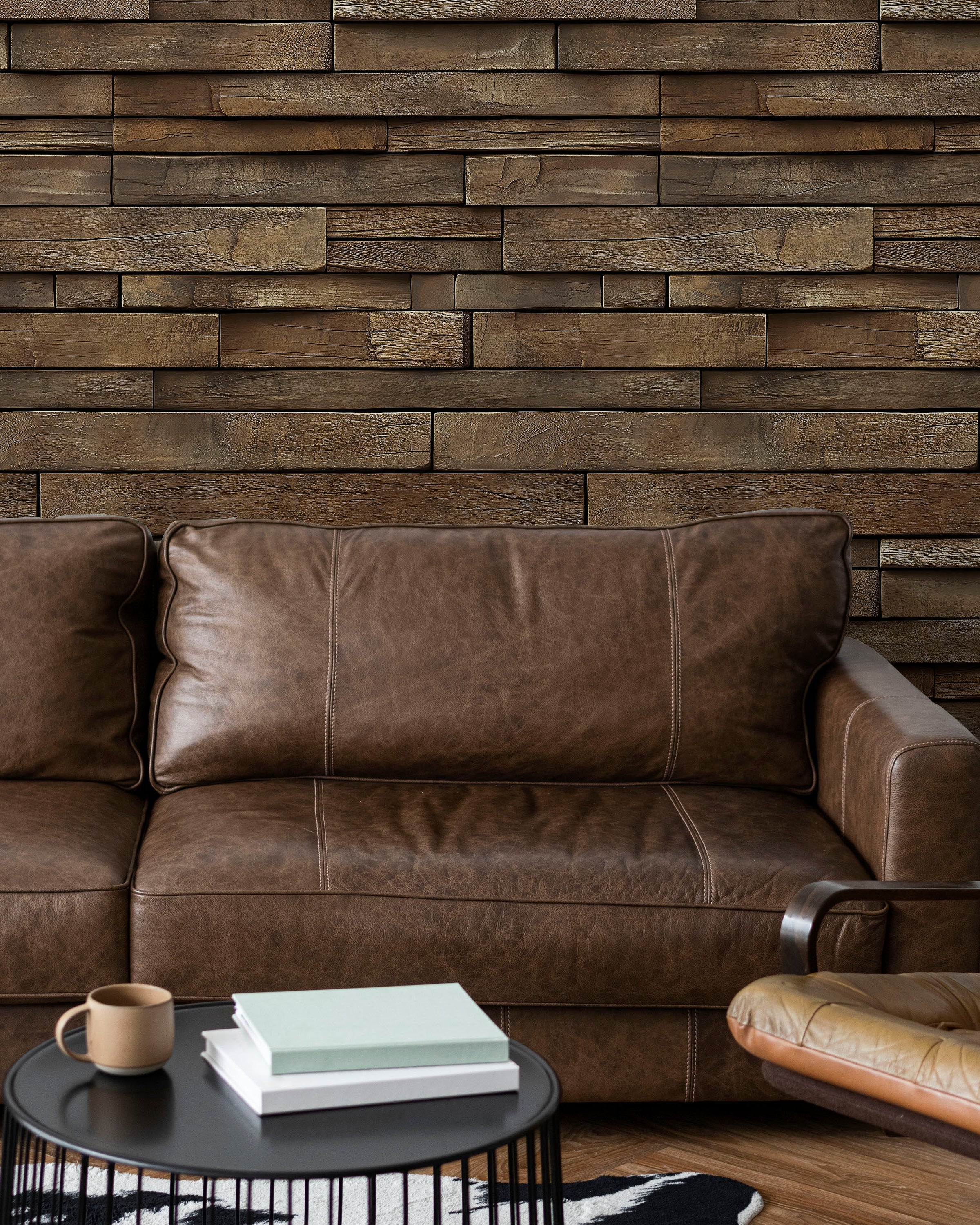 Rustic Boards Peel and Stick Wallpaper, Removable Wallpaper, Traditional Wallpaper - Dark Wood | DeccoPrint