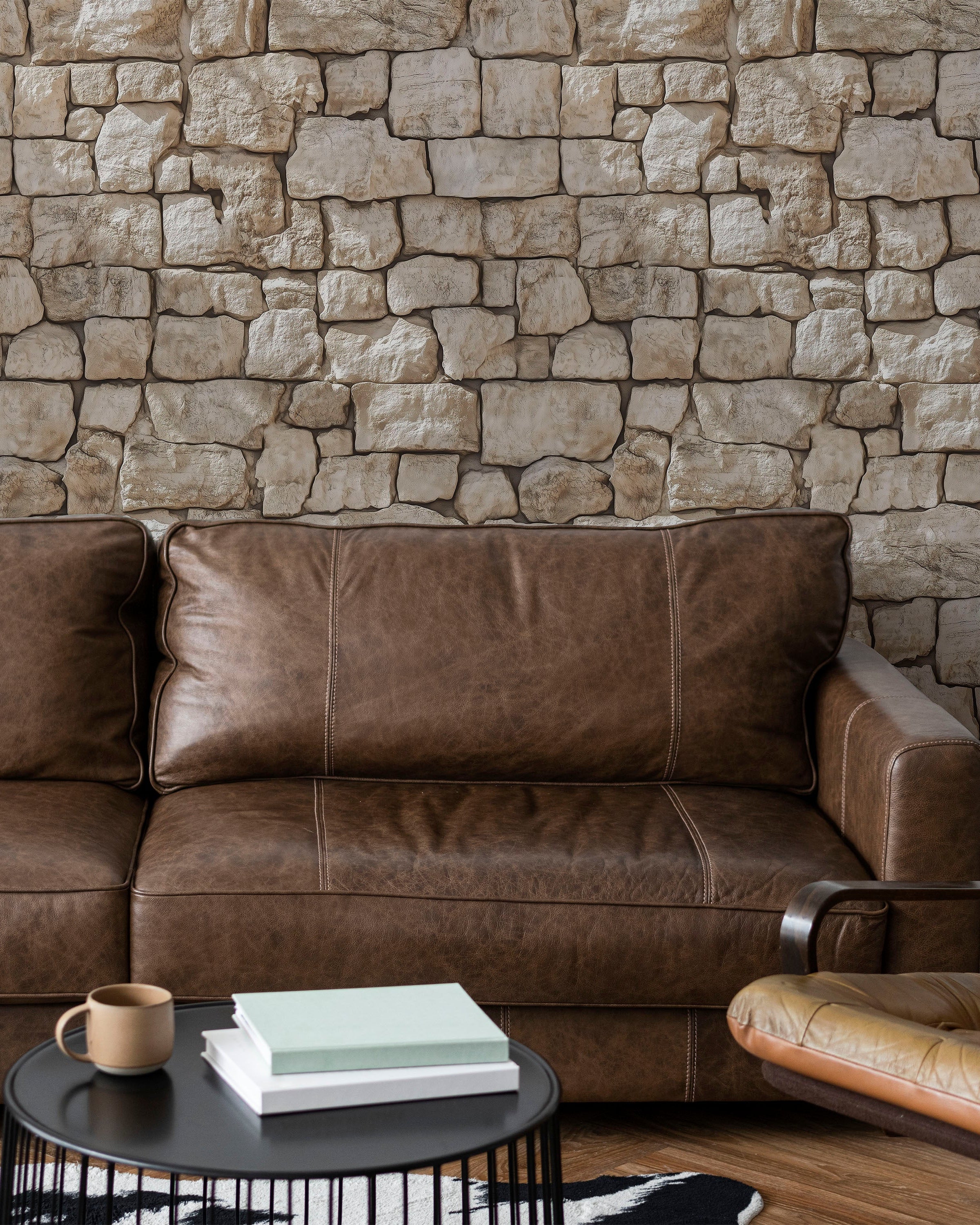 Urban Masonry Peel and Stick Wallpaper, Removable Wallpaper, Traditional Wallpaper - Sandstone Beige | DeccoPrint