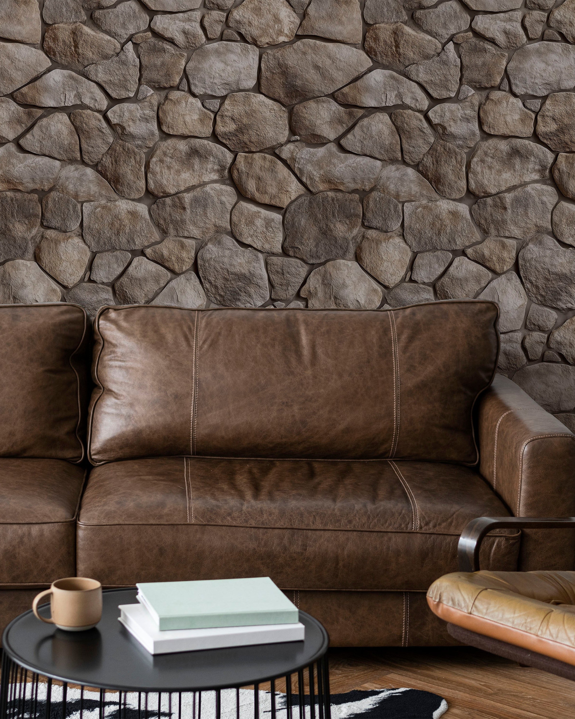 Urban Masonry Peel and Stick Wallpaper, Removable Wallpaper, Traditional Wallpaper - Brown Stones | DeccoPrint