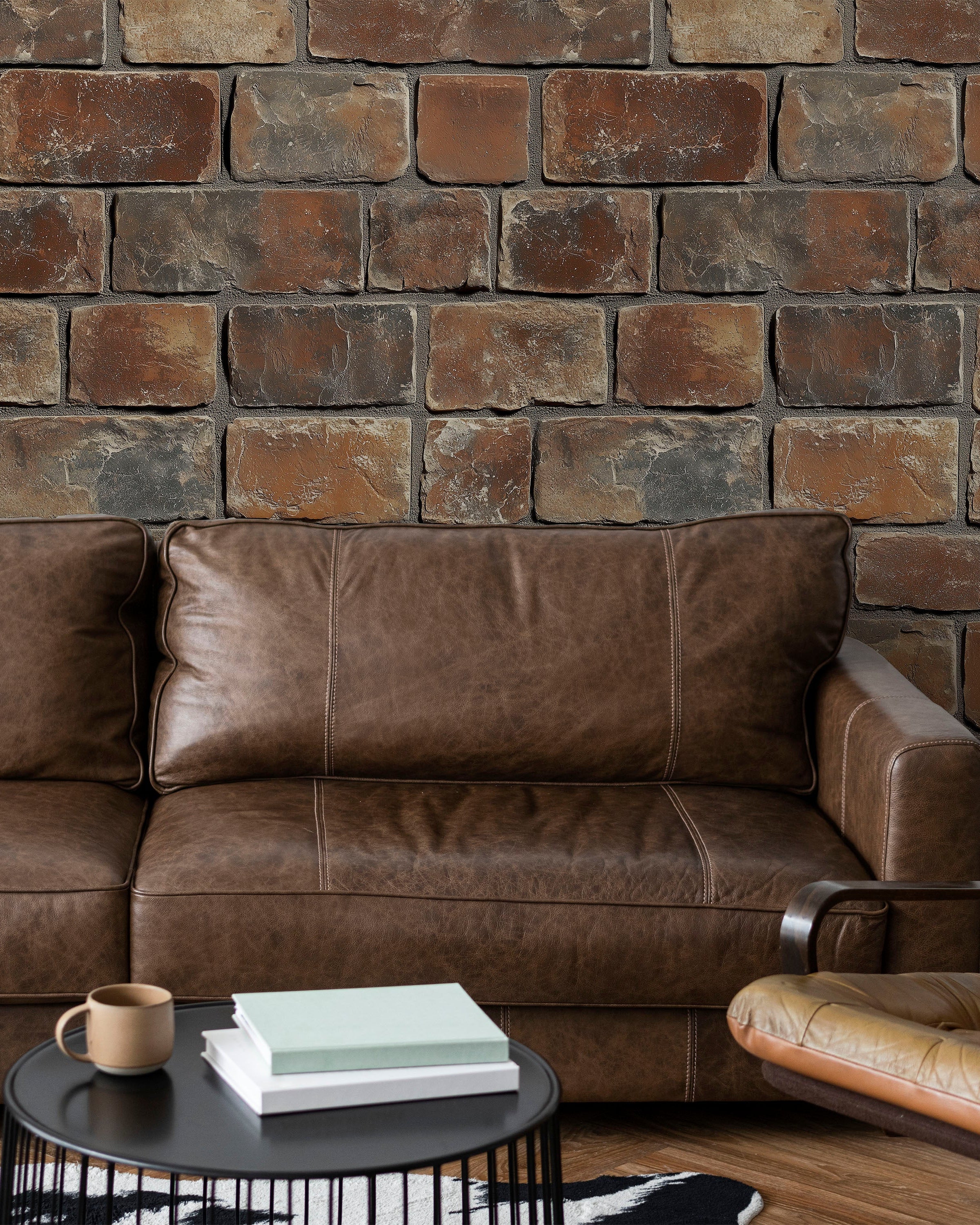 Urban Masonry Peel and Stick Wallpaper, Removable Wallpaper, Traditional Wallpaper - Rust Brown Bricks | DeccoPrint
