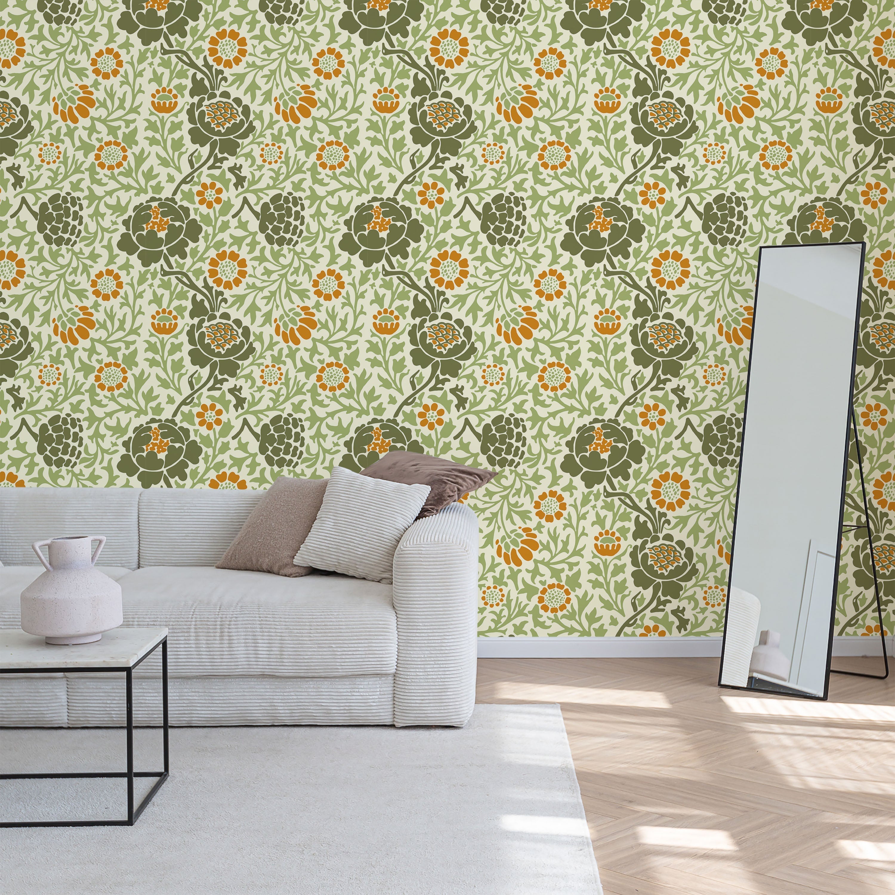 William Morris X Grafton (1883) Peel and Stick Wallpaper, Removable Wallpaper, Traditional Wallpaper - Green | DeccoPrint