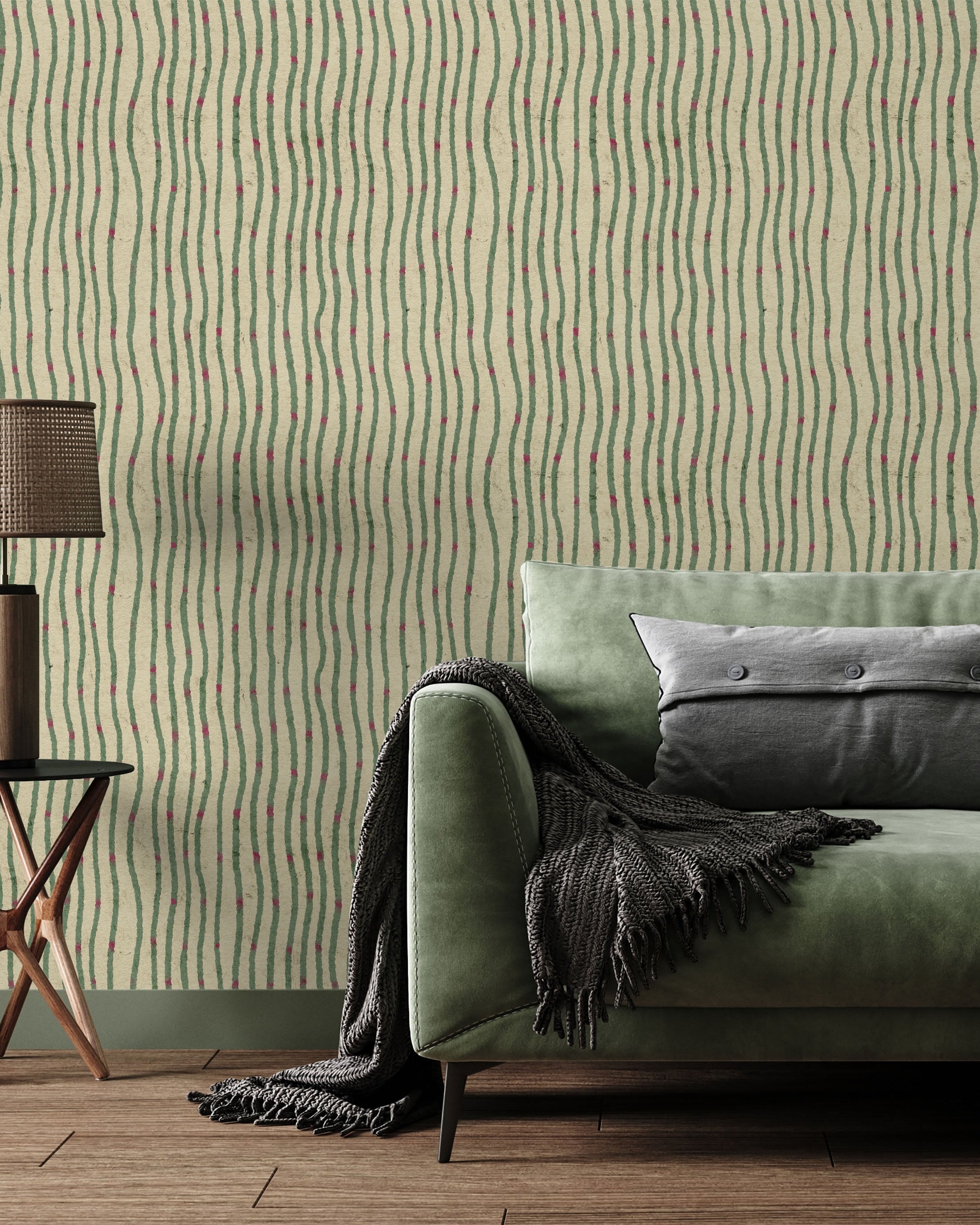 Furuya Korin x Edo Stream Peel and Stick Wallpaper, Removable Wallpaper, Traditional Wallpaper - Rustic Sage | DeccoPrint