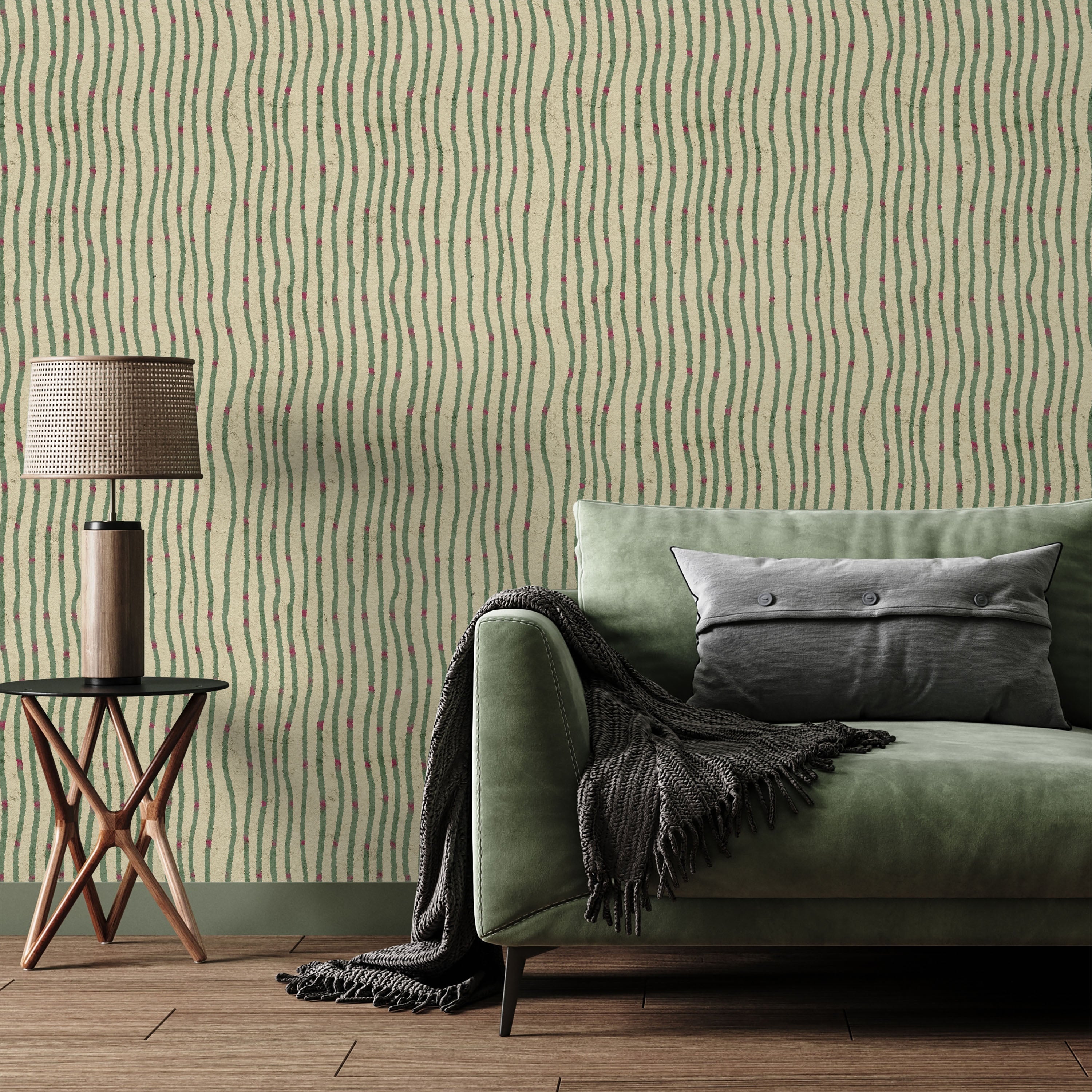 Furuya Korin x Edo Stream Peel and Stick Wallpaper, Removable Wallpaper, Traditional Wallpaper - Rustic Sage | DeccoPrint