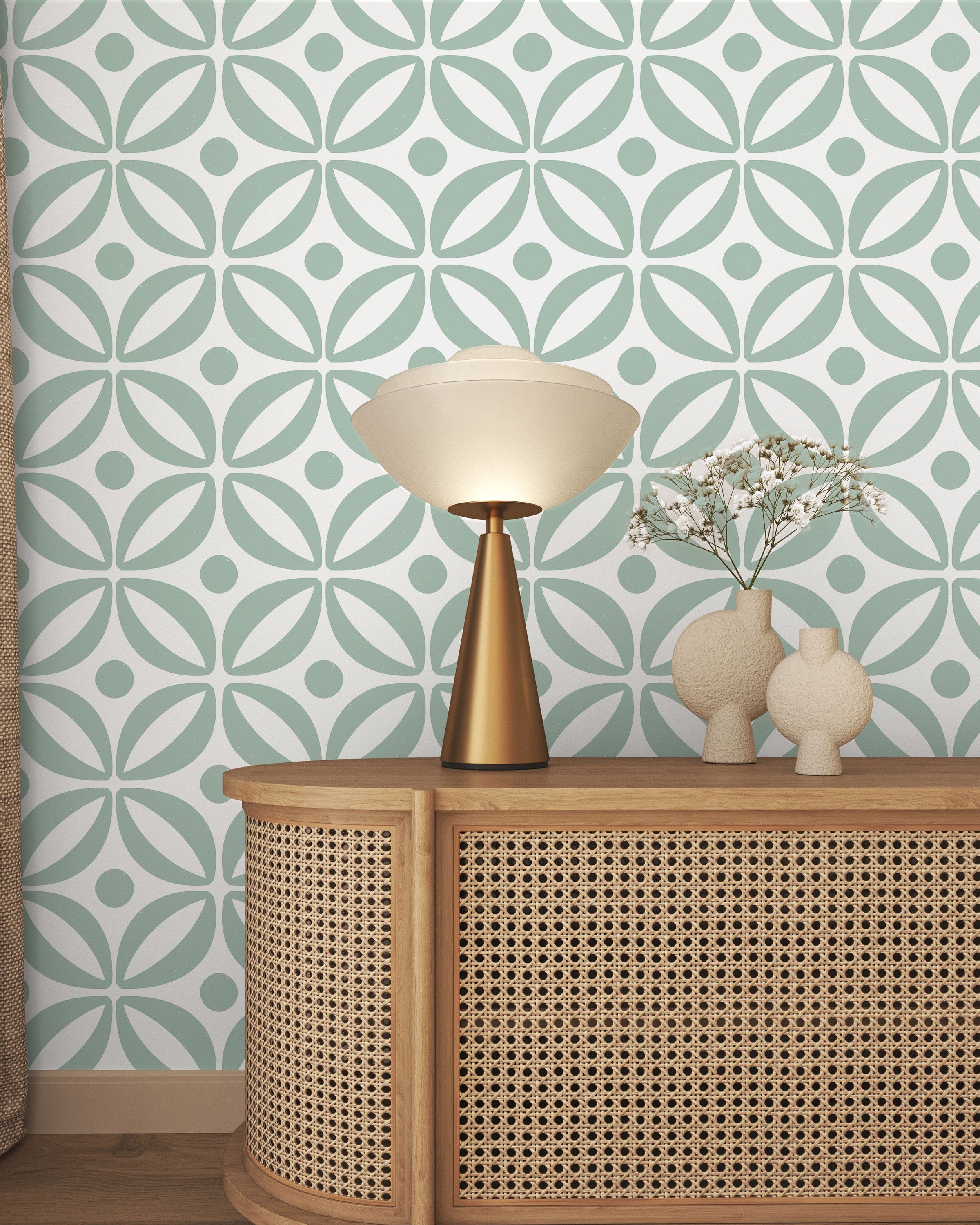 Grid Bloom Peel and Stick Wallpaper, Removable Wallpaper, Traditional Wallpaper - Blue | DeccoPrint