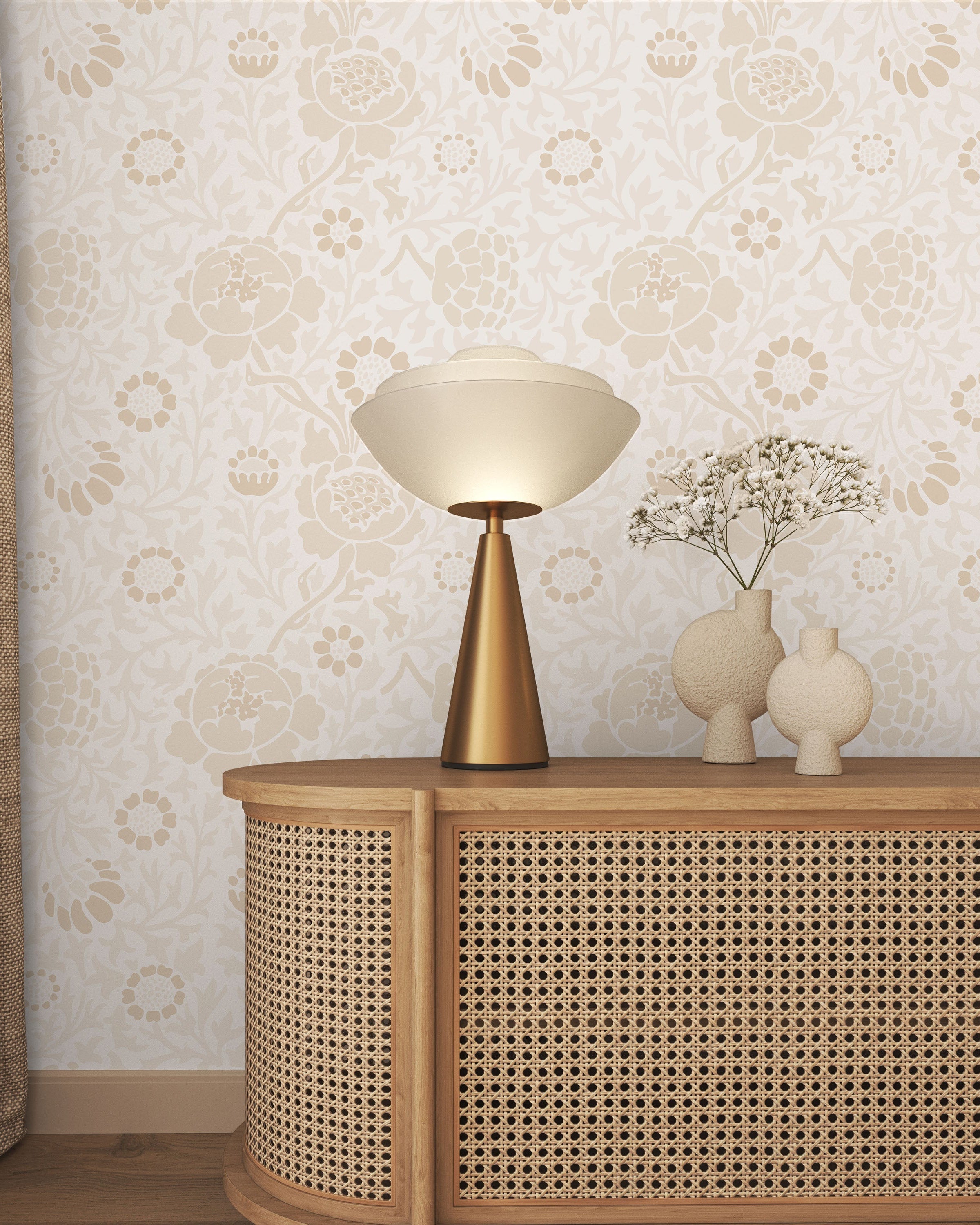 William Morris X Grafton (1883) Peel and Stick Wallpaper, Removable Wallpaper, Traditional Wallpaper - Beige | DeccoPrint