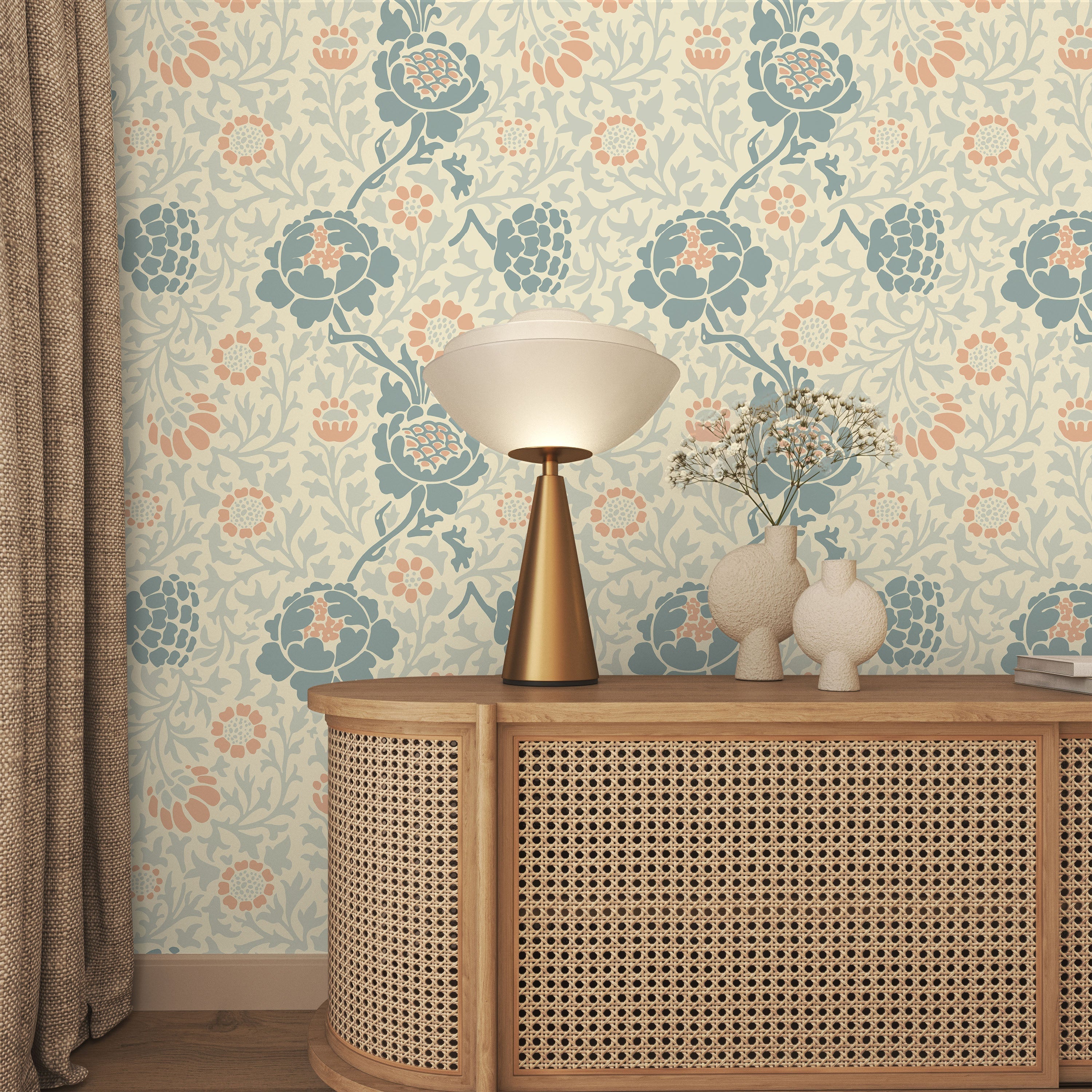 William Morris X Grafton (1883) Peel and Stick Wallpaper, Removable Wallpaper, Traditional Wallpaper - Blue | DeccoPrint