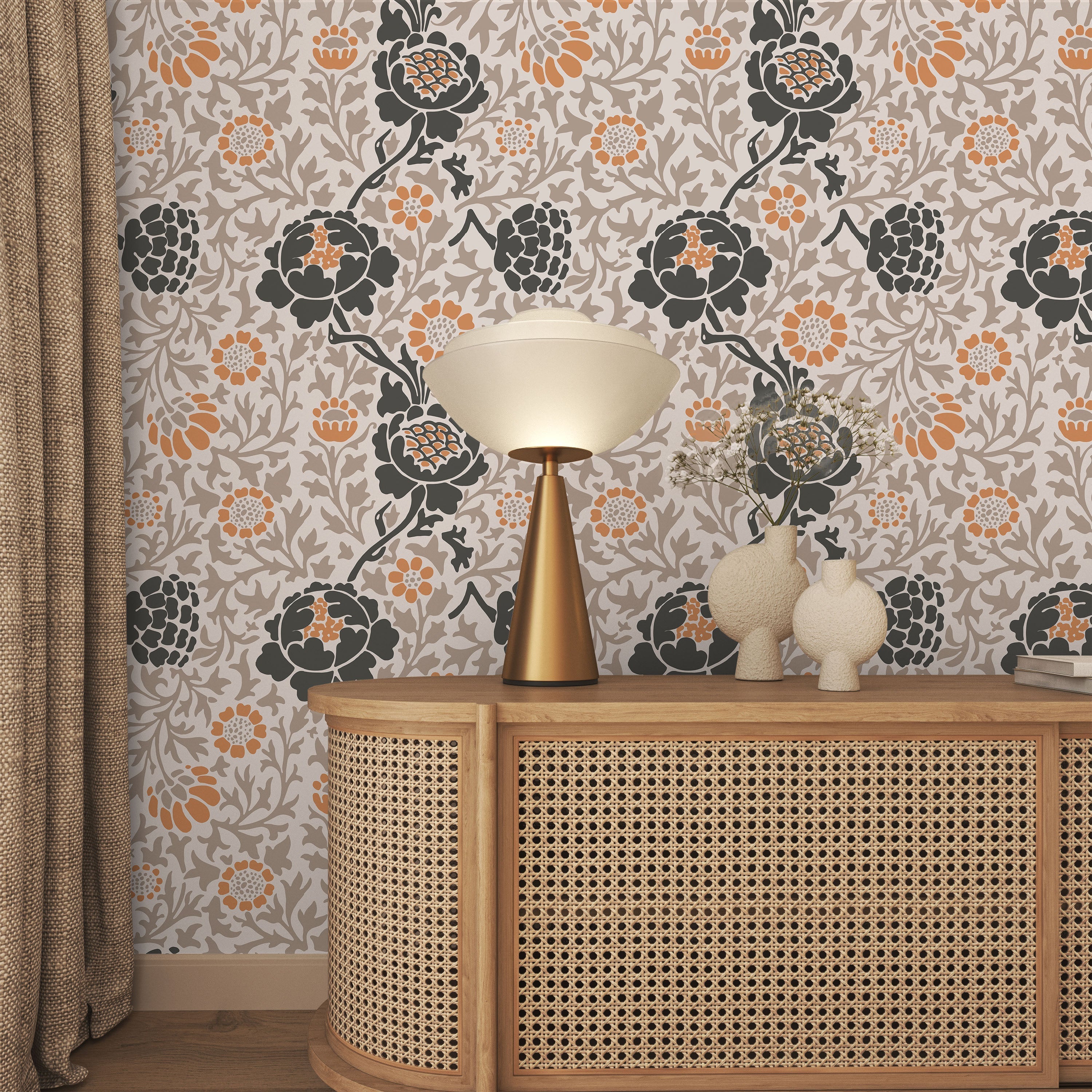 William Morris X Grafton (1883) Peel and Stick Wallpaper, Removable Wallpaper, Traditional Wallpaper - Brown | DeccoPrint
