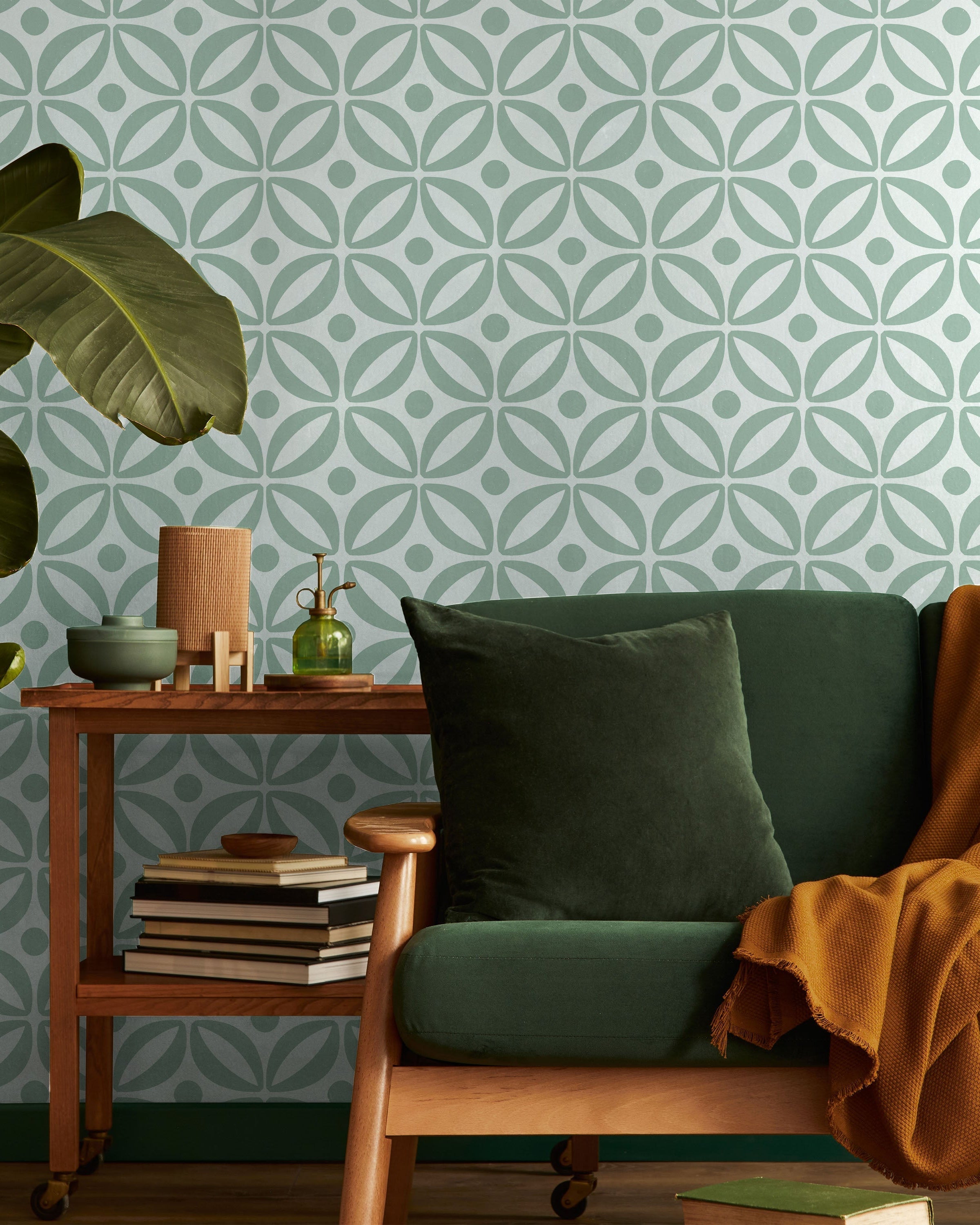 Grid Bloom Peel and Stick Wallpaper, Removable Wallpaper, Traditional Wallpaper - Blue | DeccoPrint