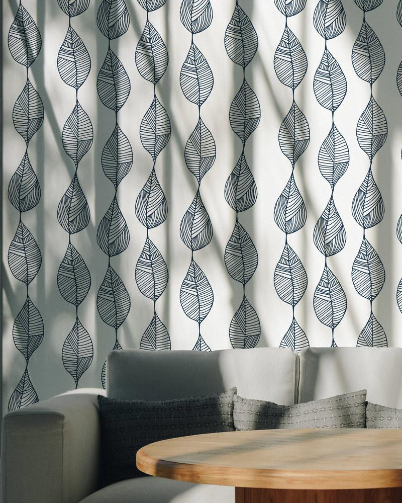 Leaf Line Peel and Stick Wallpaper, Removable Wallpaper, Traditional Wallpaper | DeccoPrint