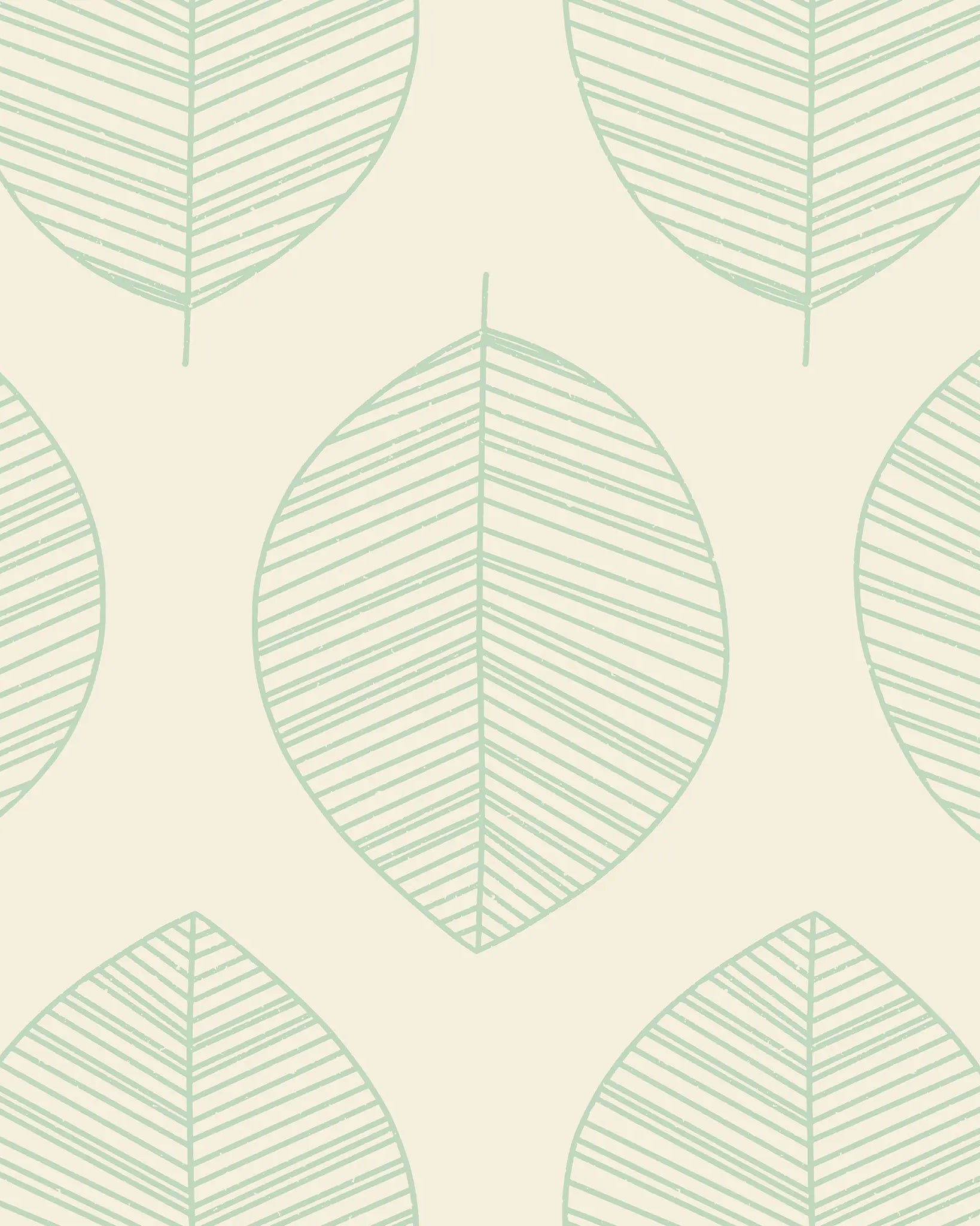 Pattern of green leaf shapes on a beige background