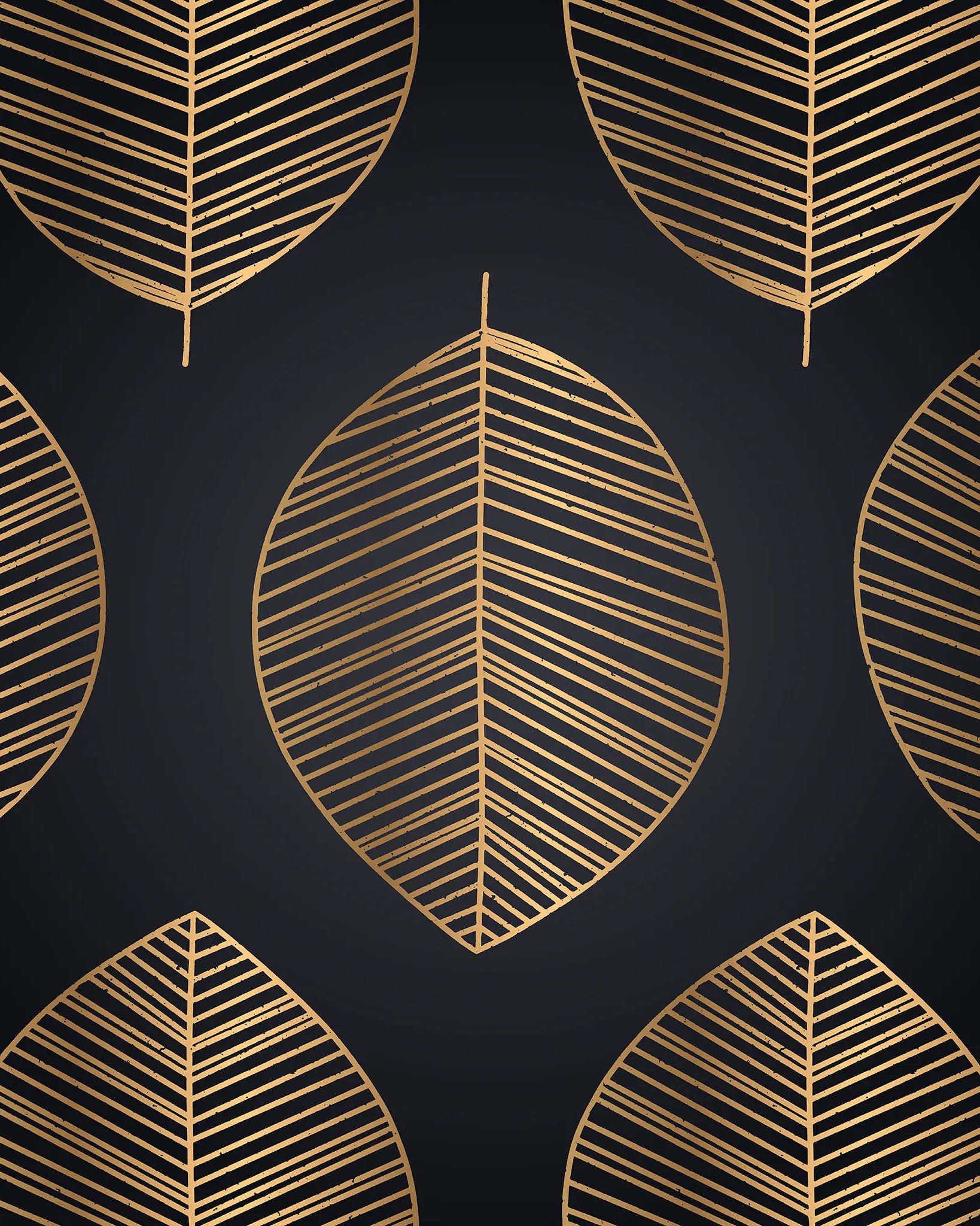 Gold leaf pattern on a black background