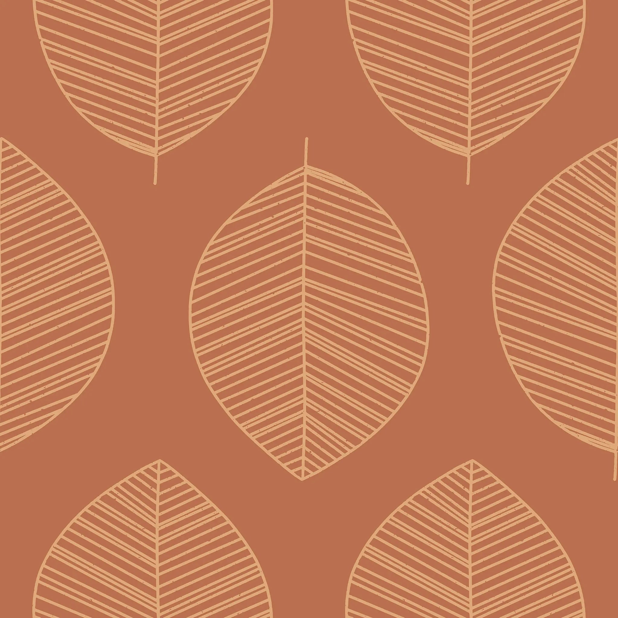 Pattern of leaf shapes on a brown background