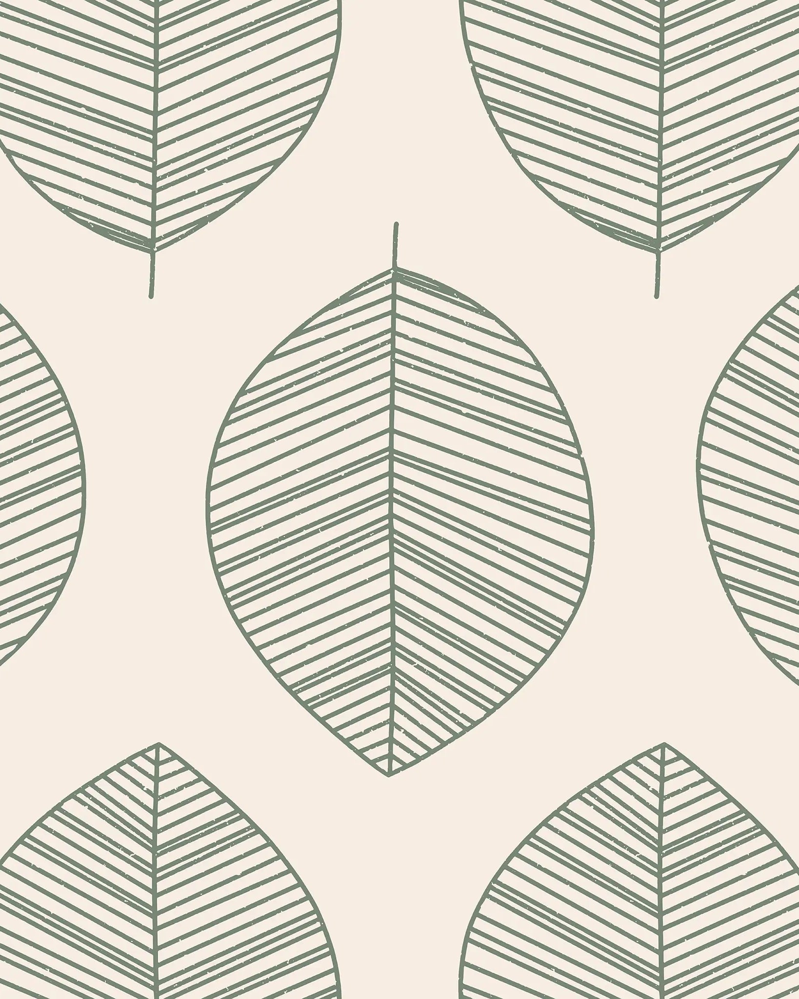 Pattern of green leaf shapes on a beige background