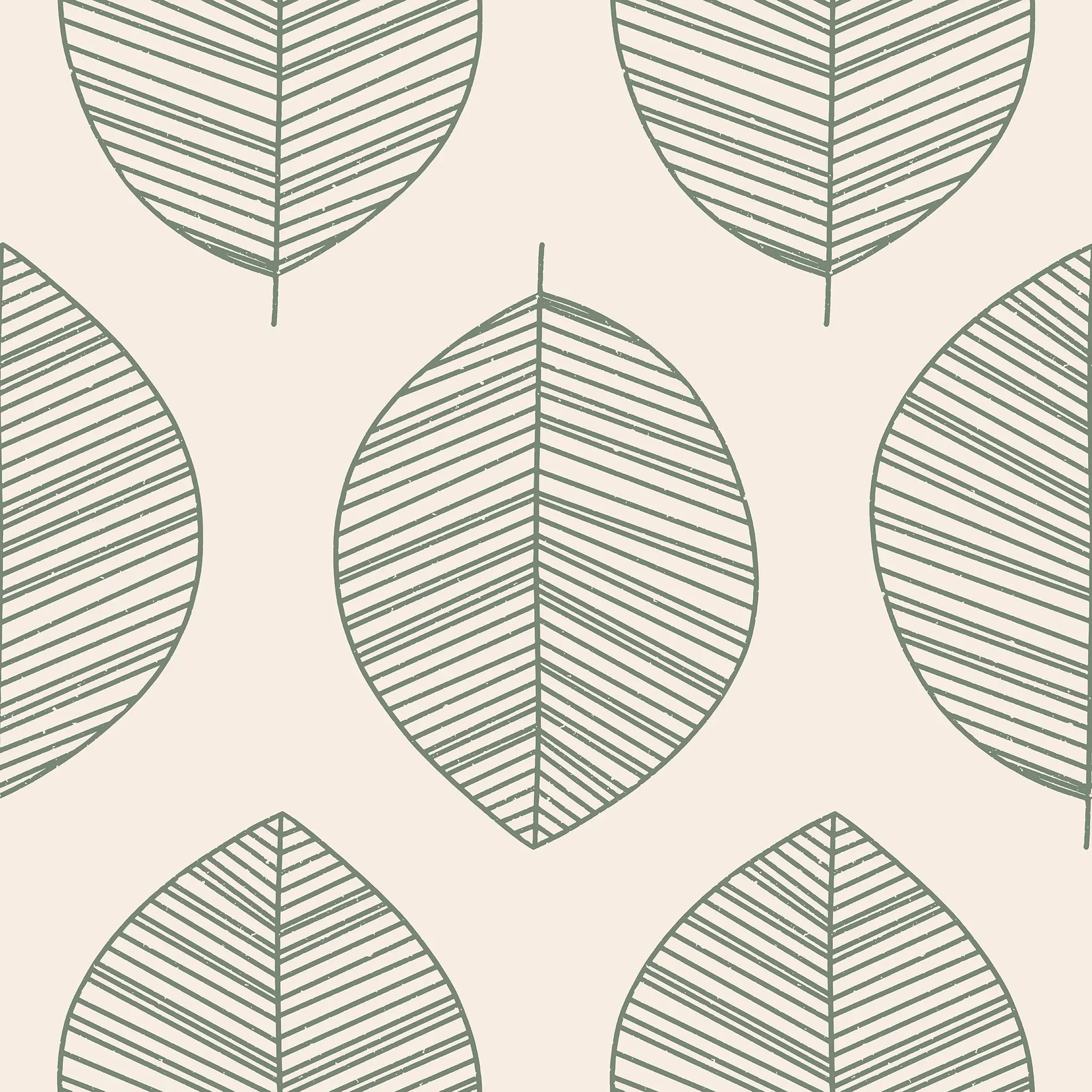 Pattern of green leaf shapes on a beige background