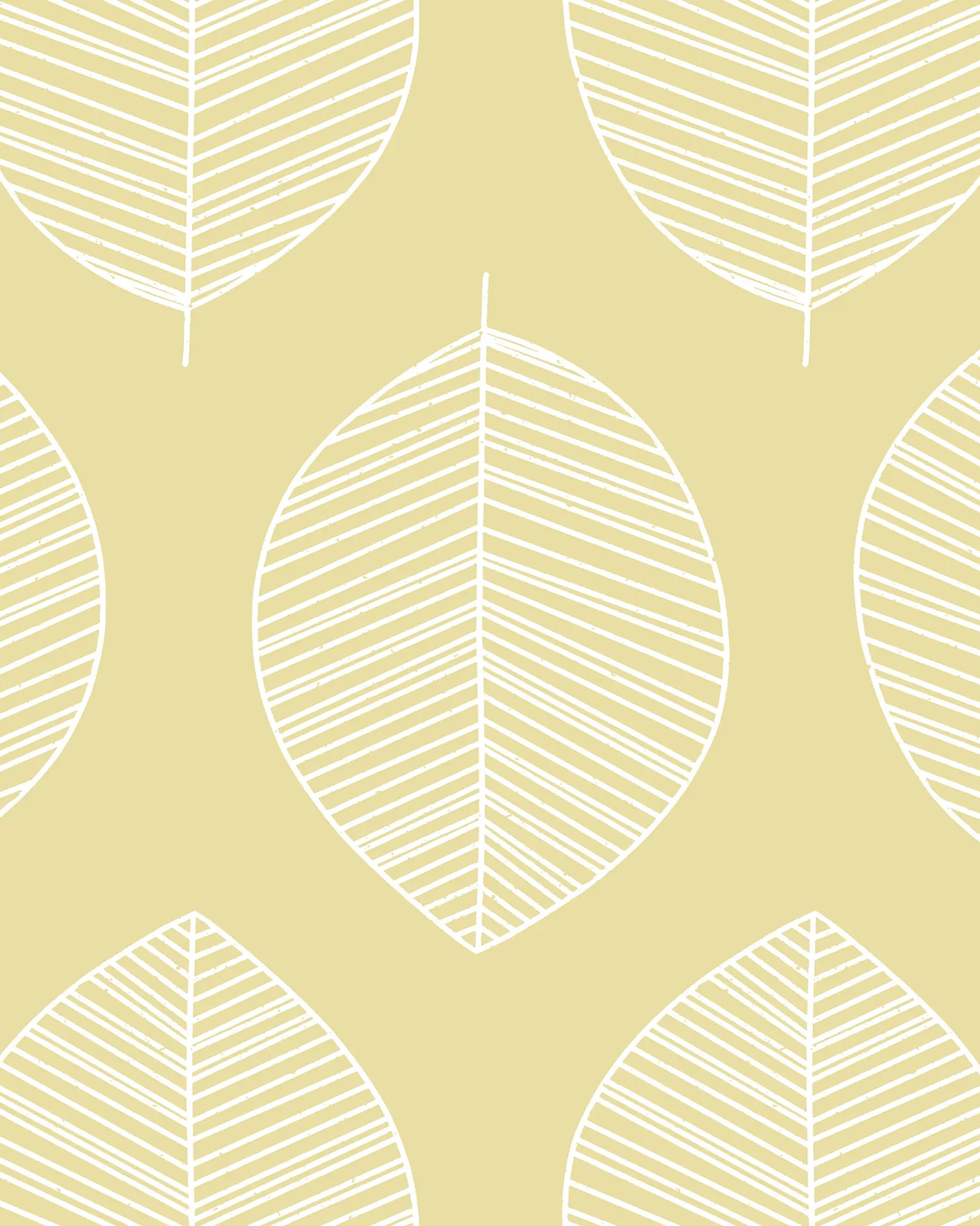 Pattern of white leaf outlines on a beige background