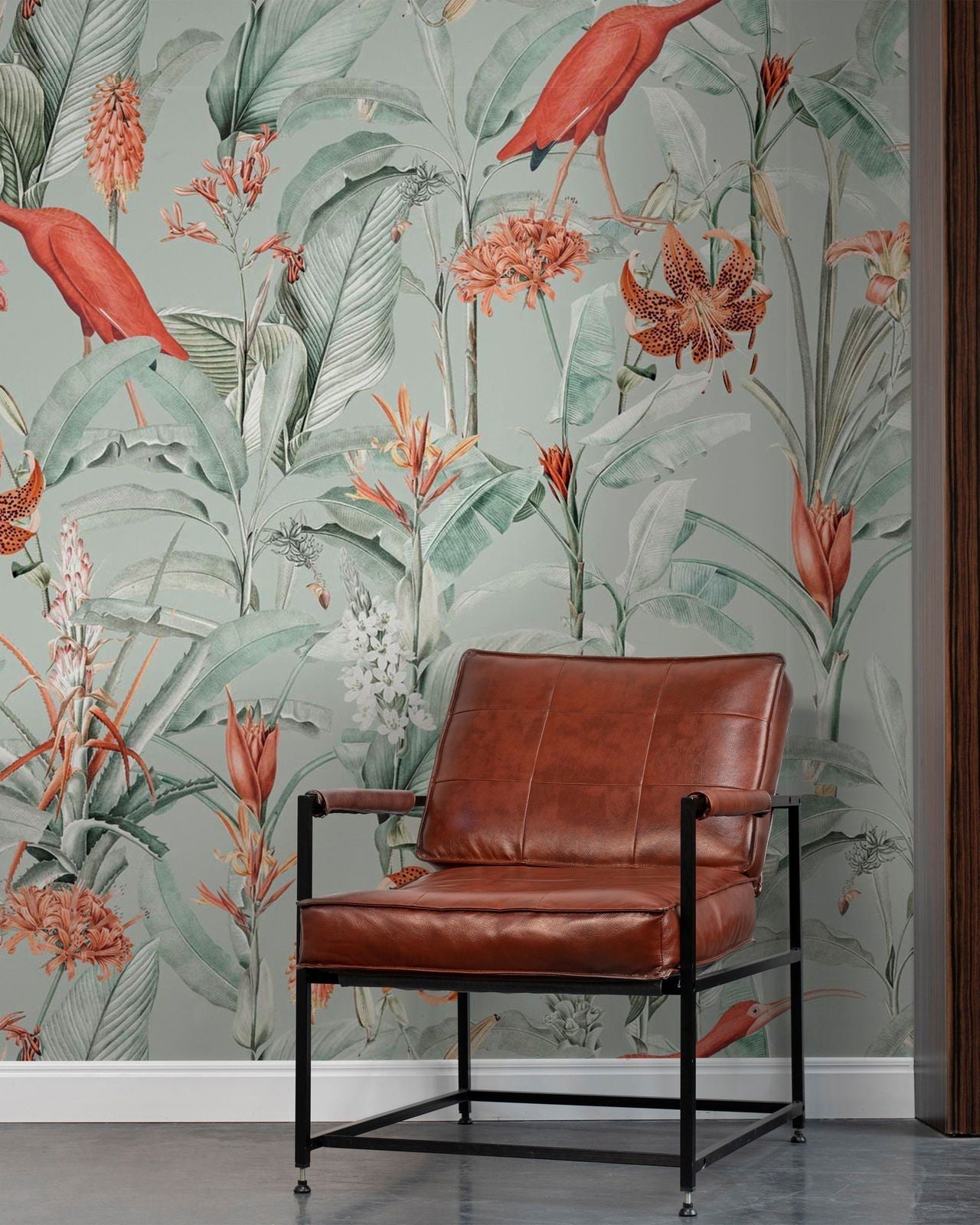 Lilies Peel and Stick Wallpaper, Removable Wallpaper, Traditional Wallpaper - Green | DeccoPrint
