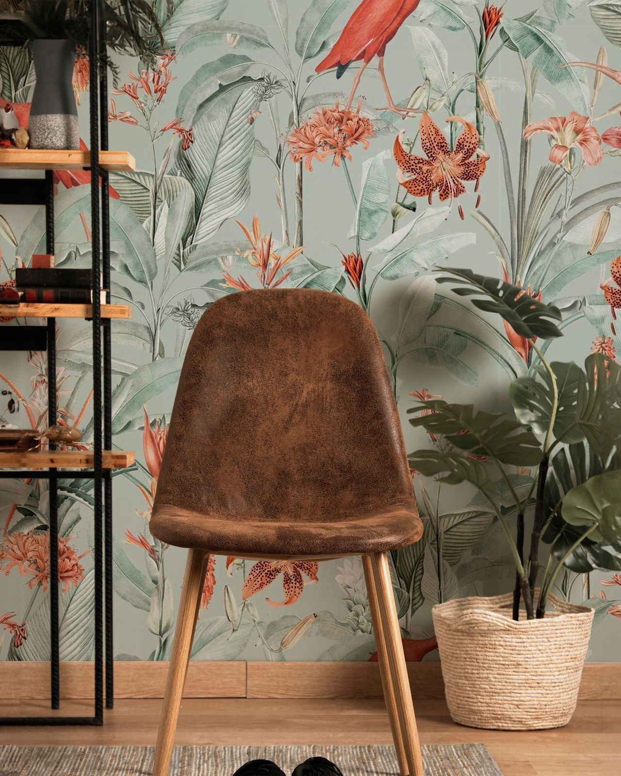 Lilies Peel and Stick Wallpaper, Removable Wallpaper, Traditional Wallpaper - Green | DeccoPrint
