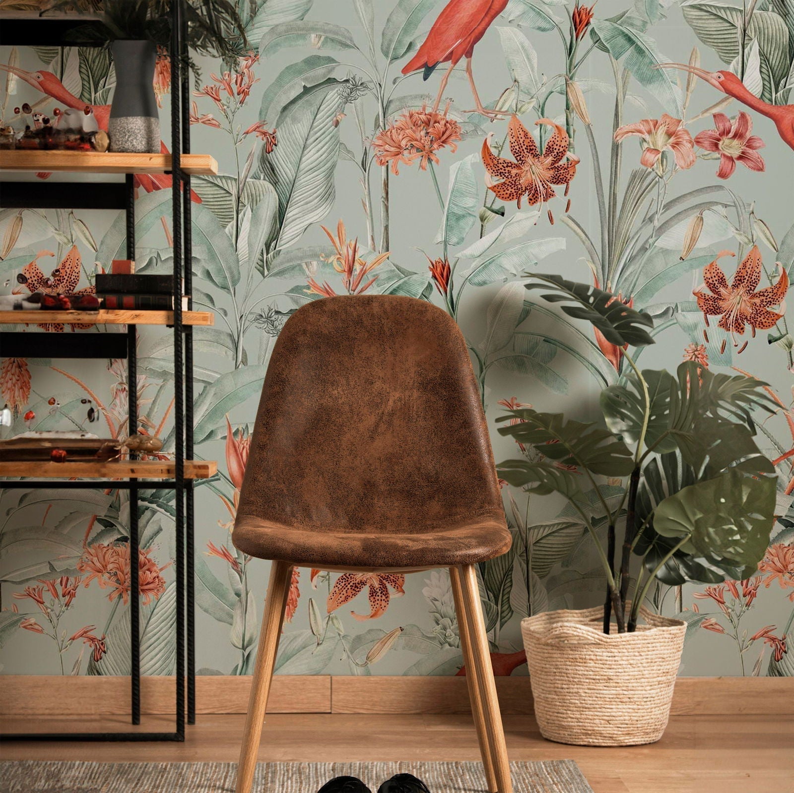 Lilies Peel and Stick Wallpaper, Removable Wallpaper, Traditional Wallpaper - Green | DeccoPrint