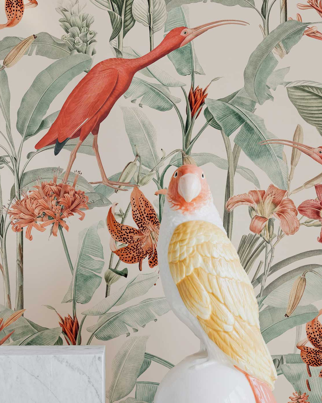Lilies Peel and Stick Wallpaper, Removable Wallpaper, Traditional Wallpaper - White | DeccoPrint
