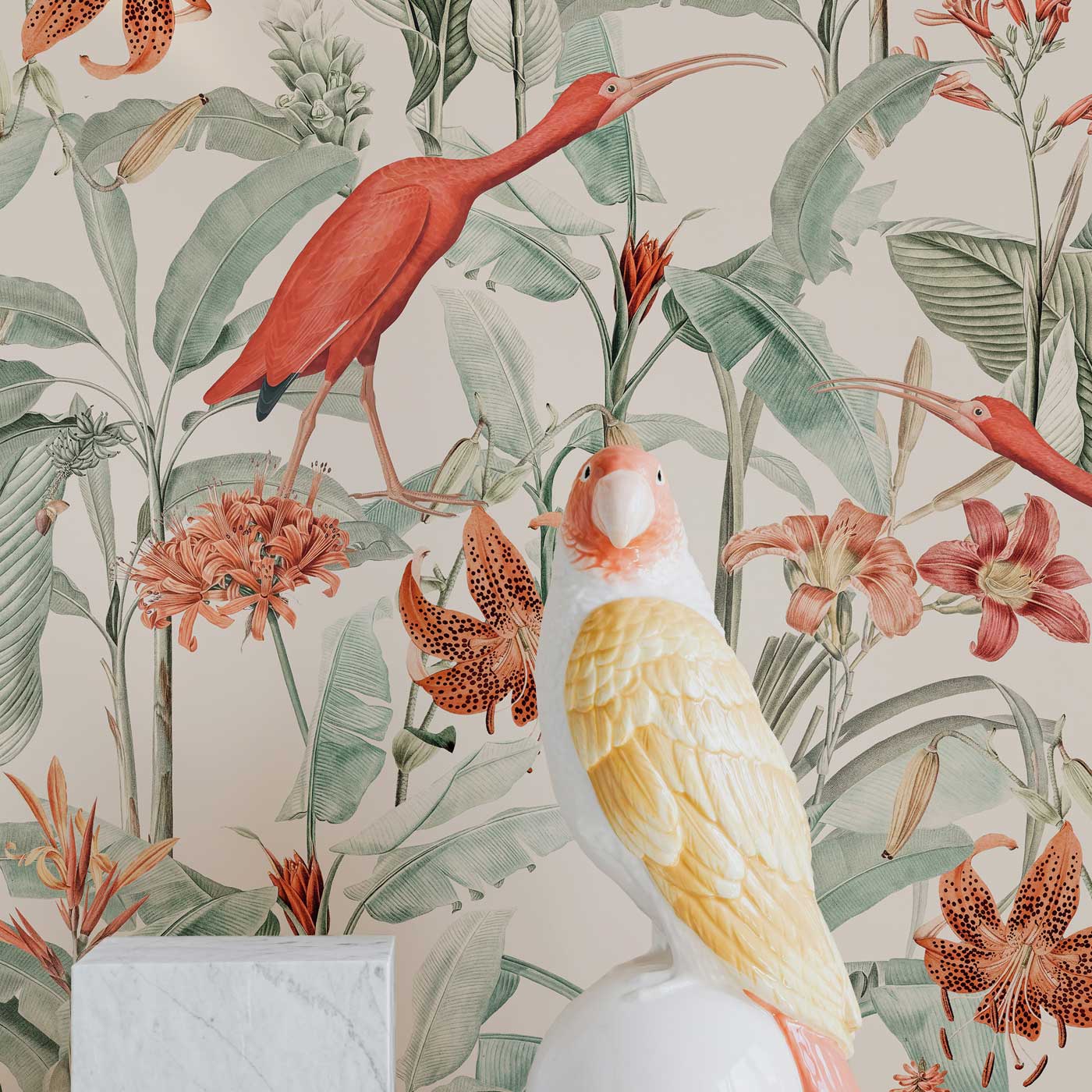 Lilies Peel and Stick Wallpaper, Removable Wallpaper, Traditional Wallpaper - White | DeccoPrint