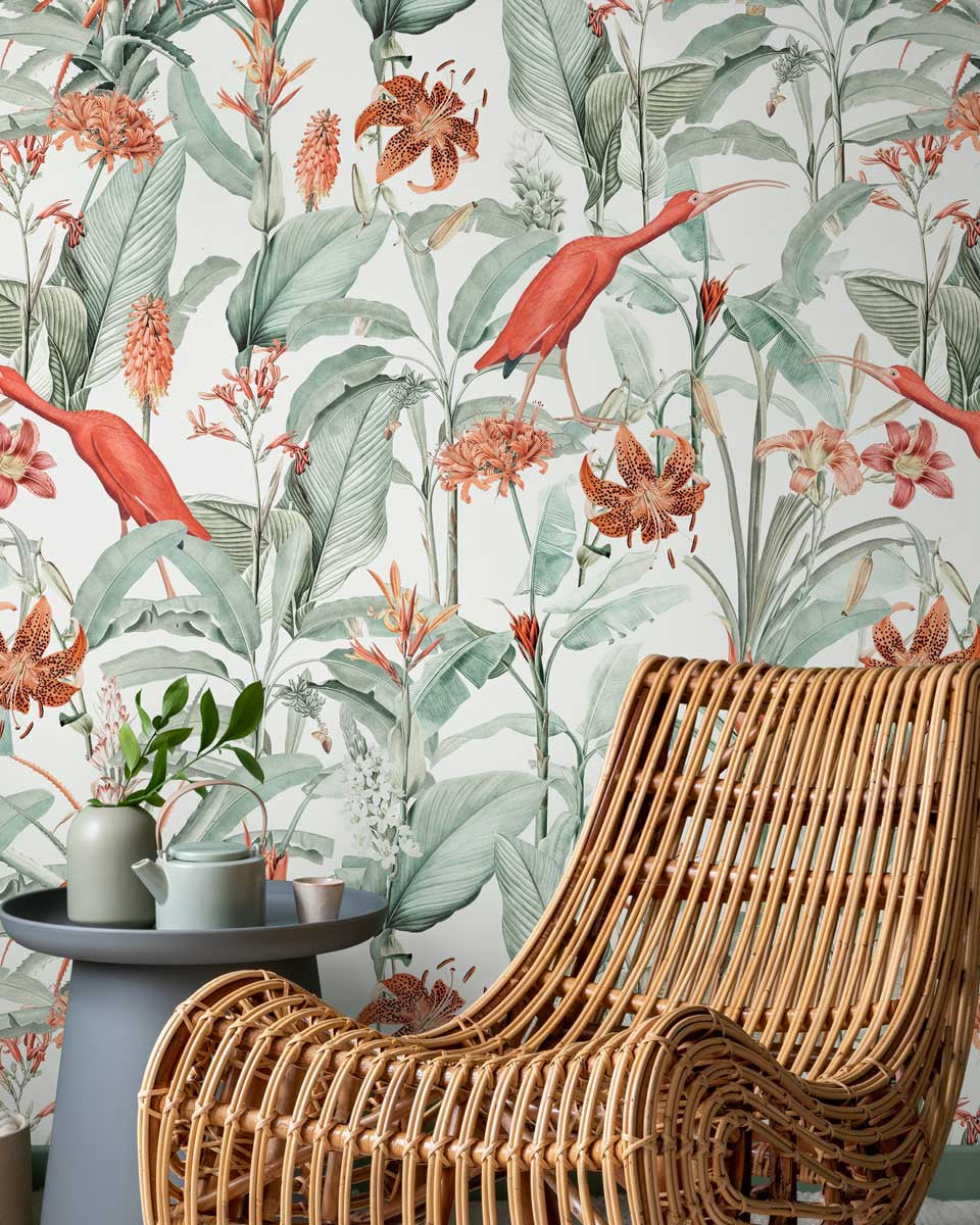 Lilies Peel and Stick Wallpaper, Removable Wallpaper, Traditional Wallpaper - White | DeccoPrint