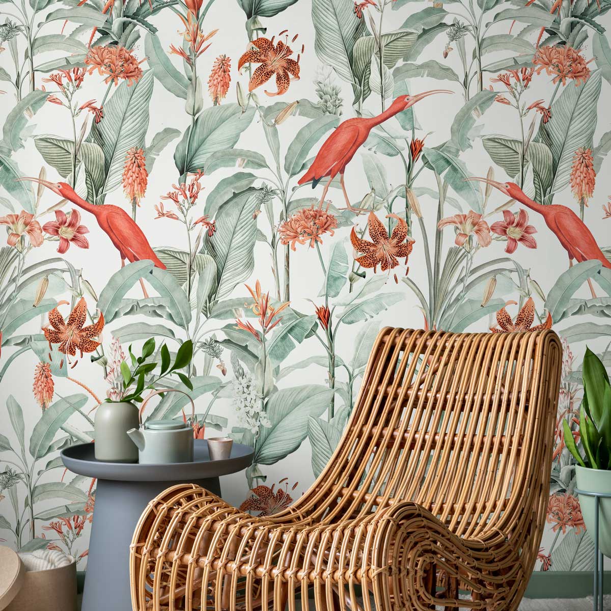 Lilies Peel and Stick Wallpaper, Removable Wallpaper, Traditional Wallpaper - White | DeccoPrint