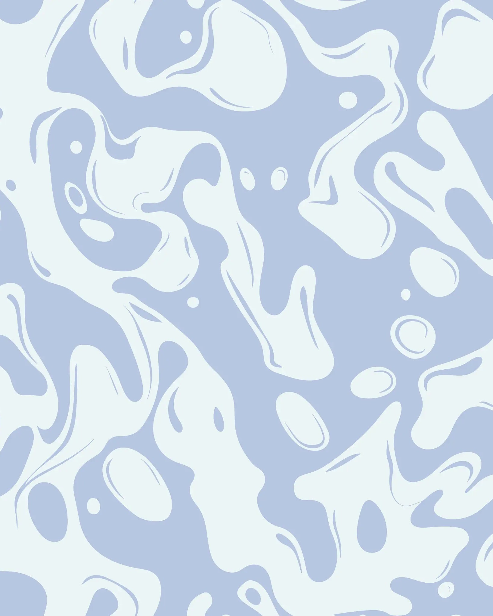 White abstract splash-like shapes on a light blue background