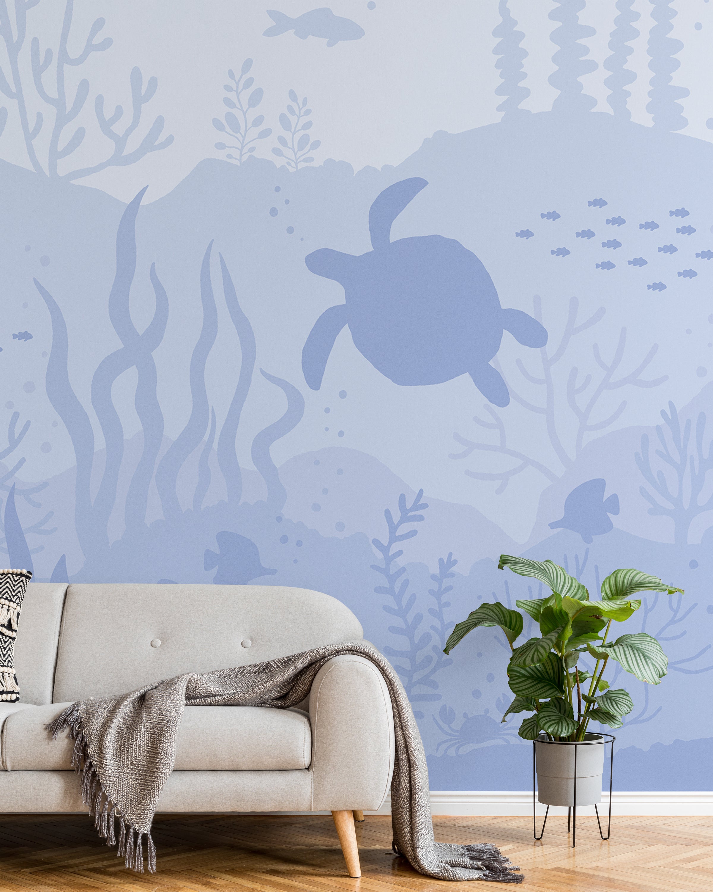 Ocean Bottom Peel and Stick Wallpaper, Removable Wallpaper, Traditional Wallpaper - Lavander Blue | DeccoPrint