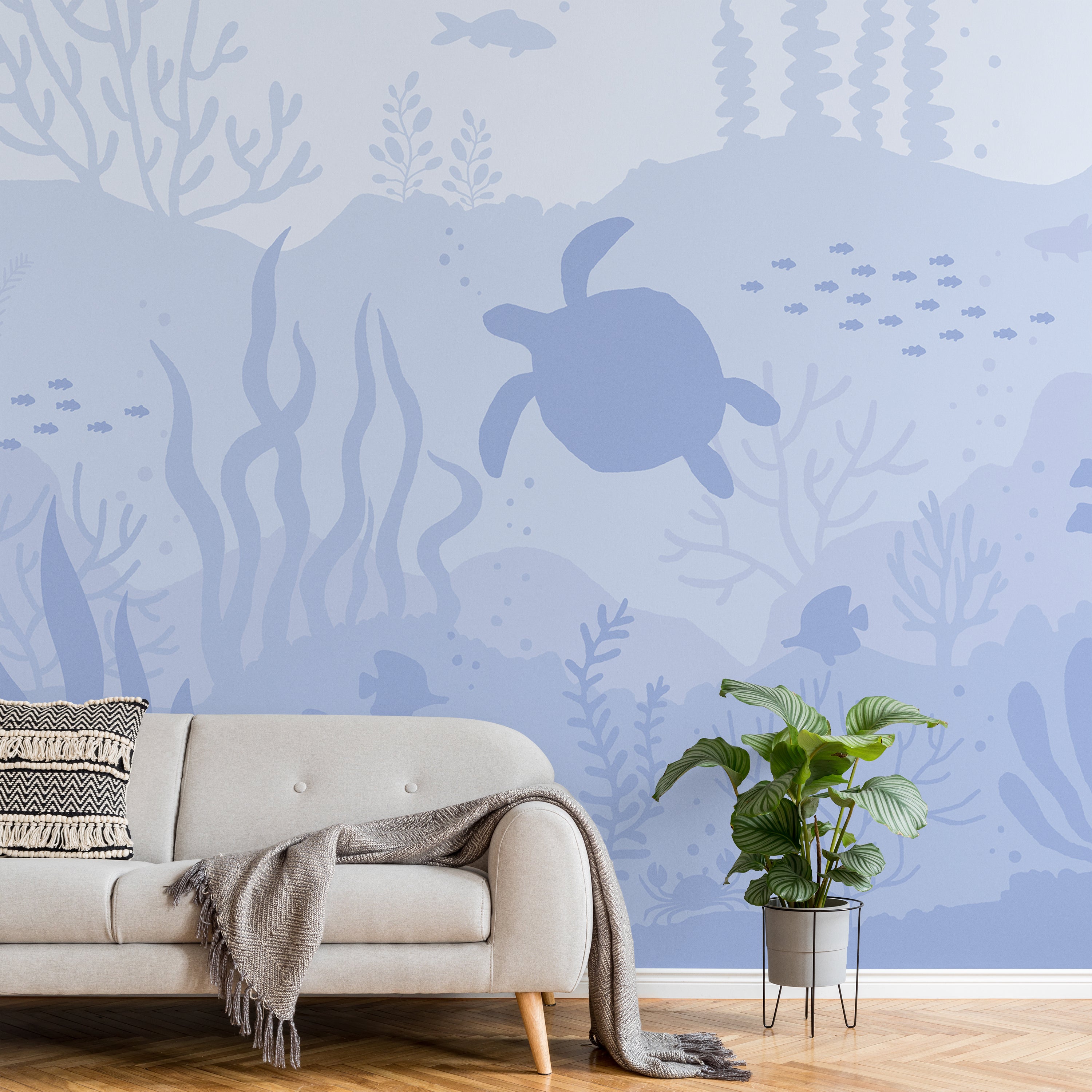 Ocean Bottom Peel and Stick Wallpaper, Removable Wallpaper, Traditional Wallpaper - Lavander Blue | DeccoPrint
