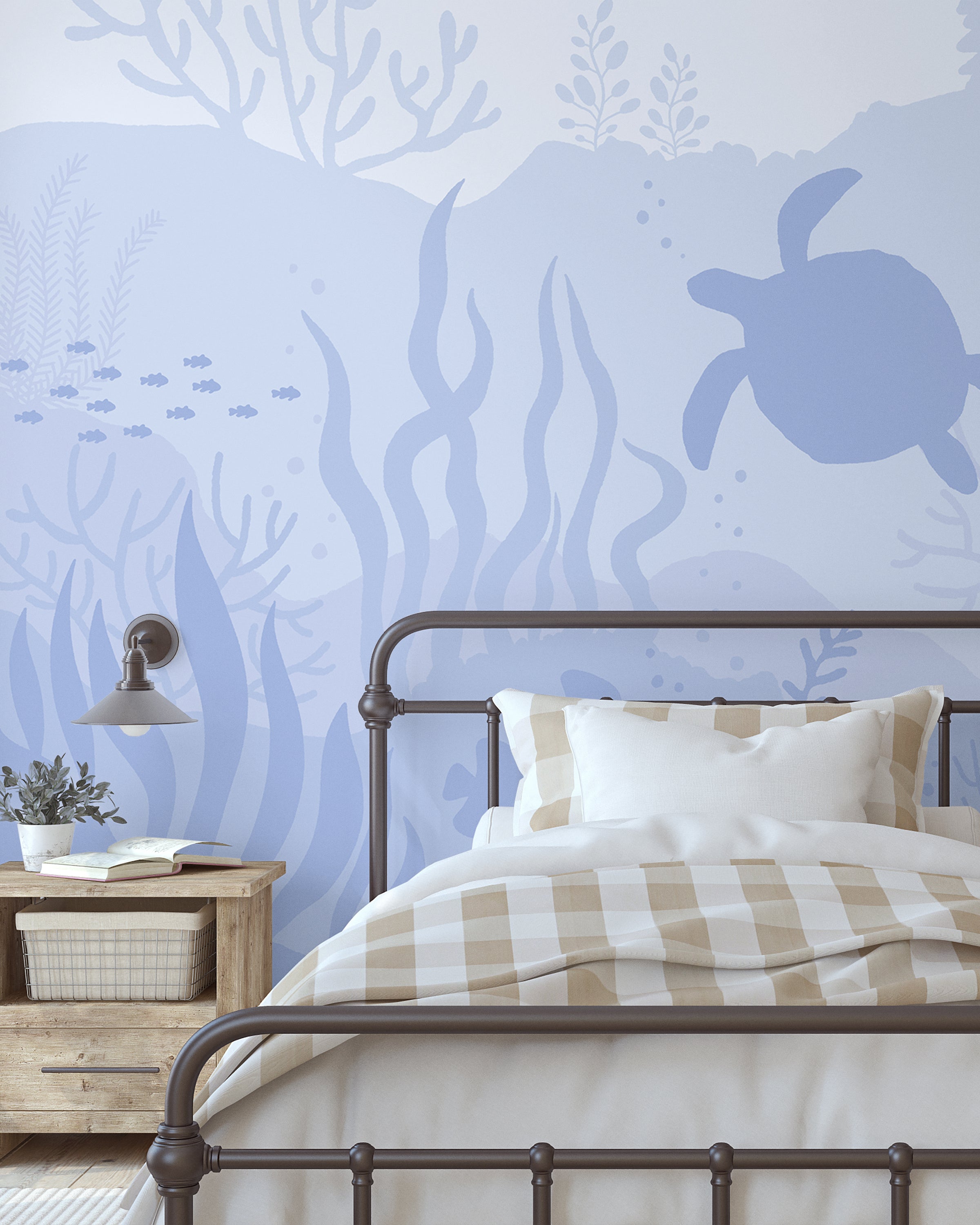 Ocean Bottom Peel and Stick Wallpaper, Removable Wallpaper, Traditional Wallpaper - Lavander Blue | DeccoPrint
