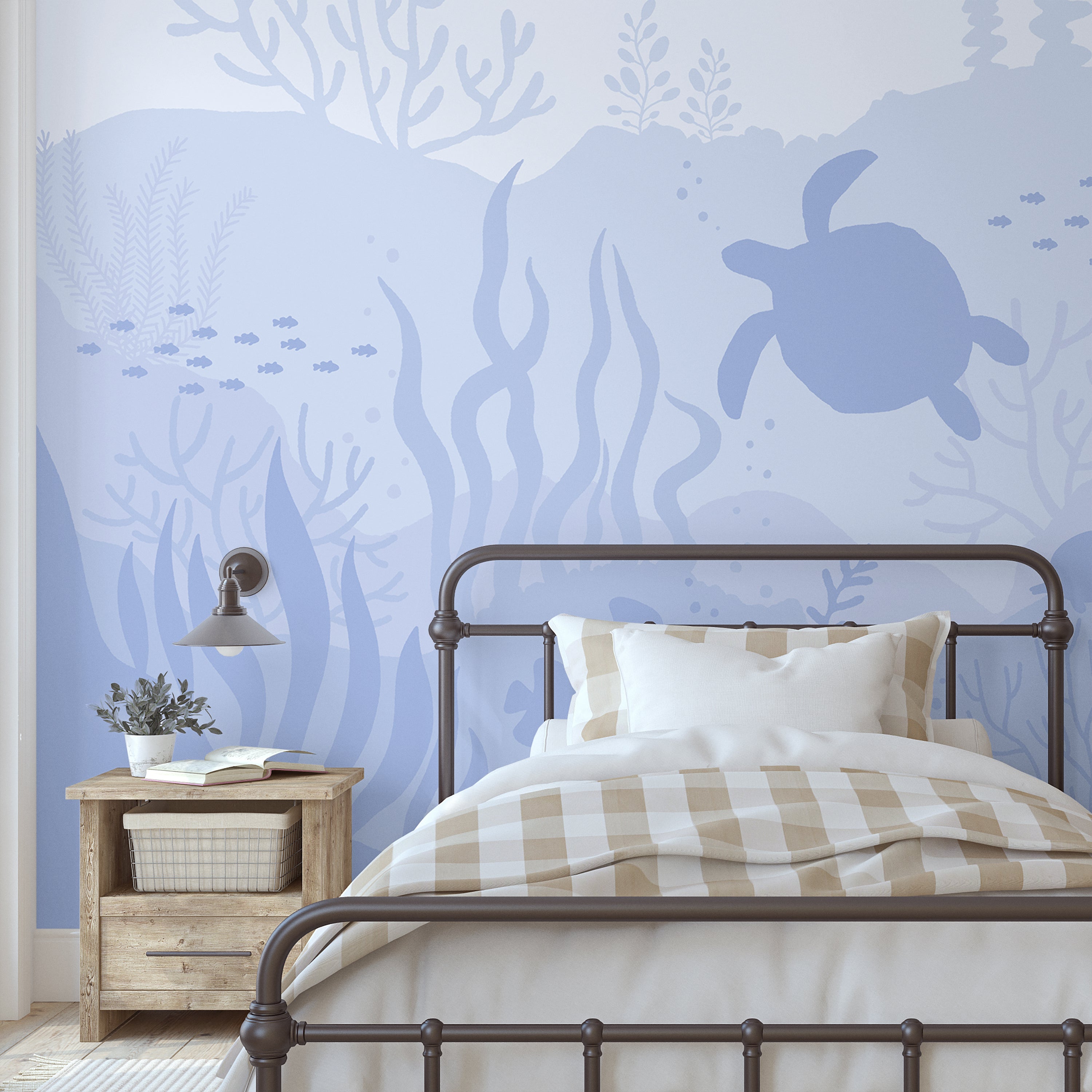 Ocean Bottom Peel and Stick Wallpaper, Removable Wallpaper, Traditional Wallpaper - Lavander Blue | DeccoPrint