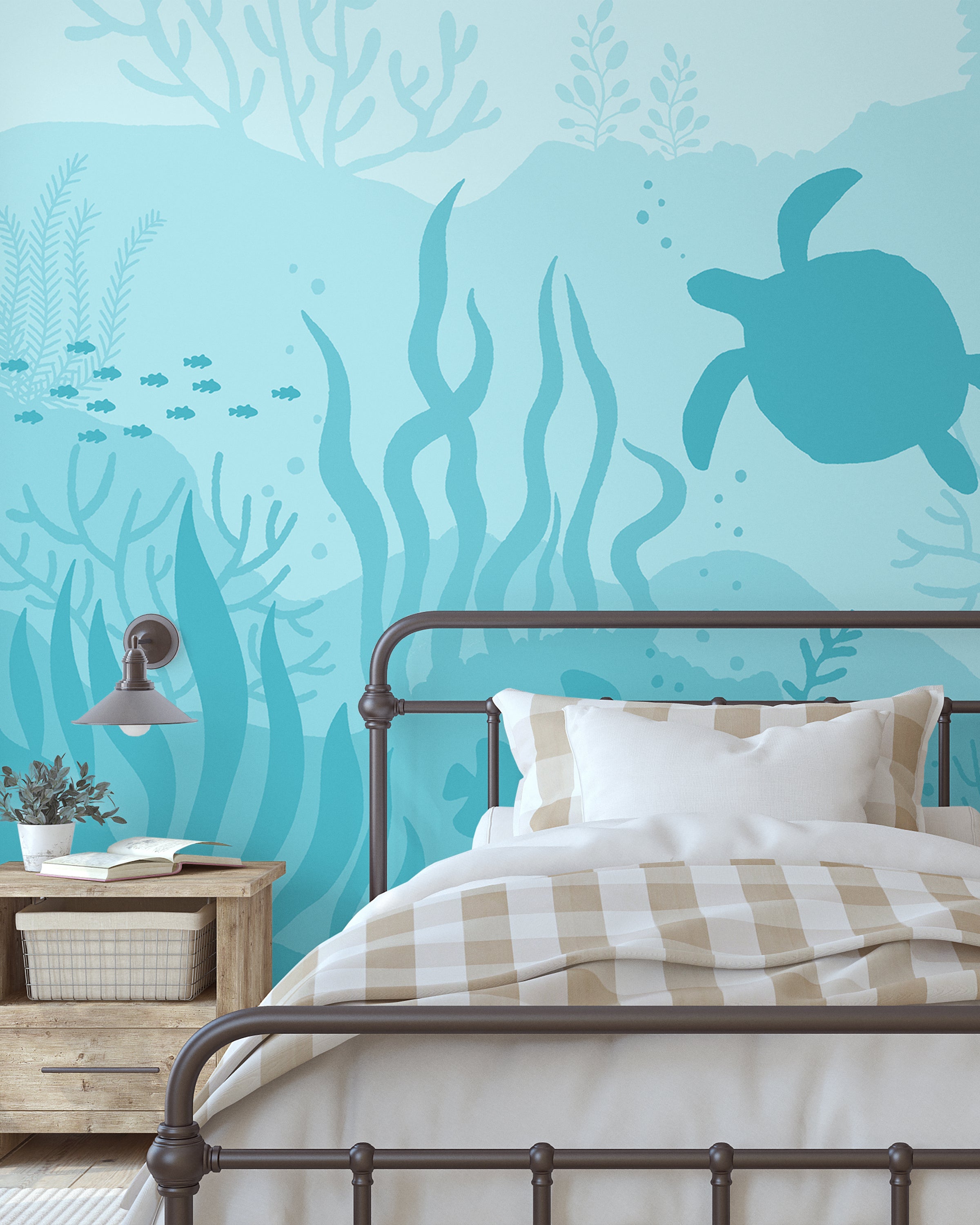 Ocean Bottom Peel and Stick Wallpaper, Removable Wallpaper, Traditional Wallpaper - Ocean Blue | DeccoPrint
