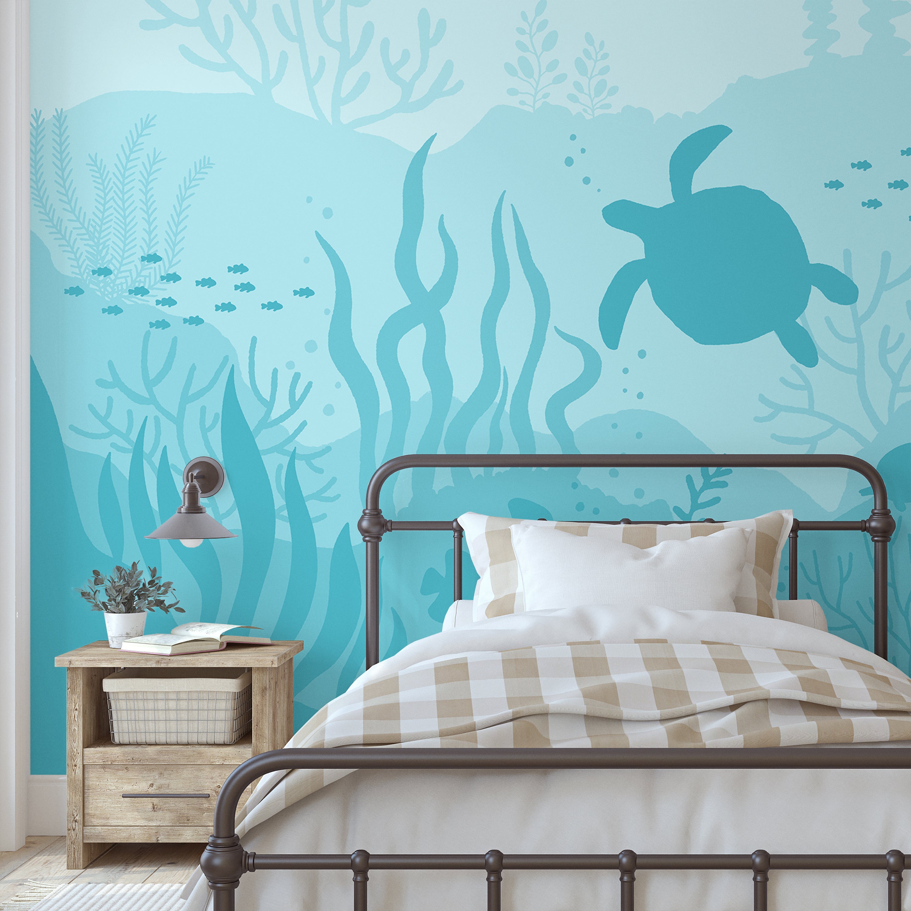 Ocean Bottom Peel and Stick Wallpaper, Removable Wallpaper, Traditional Wallpaper - Ocean Blue | DeccoPrint