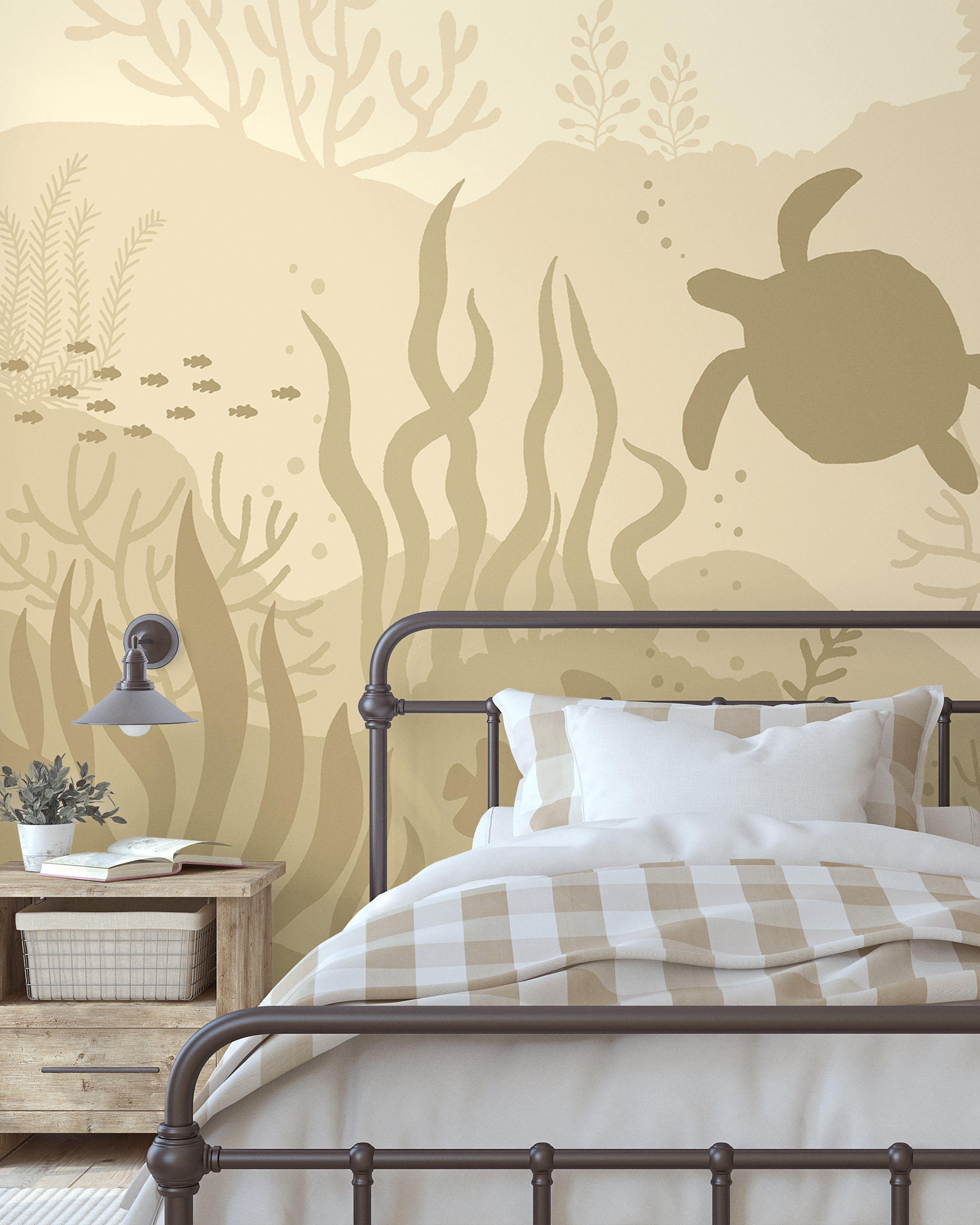 Ocean Bottom Peel and Stick Wallpaper, Removable Wallpaper, Traditional Wallpaper - Pastel Sage | DeccoPrint